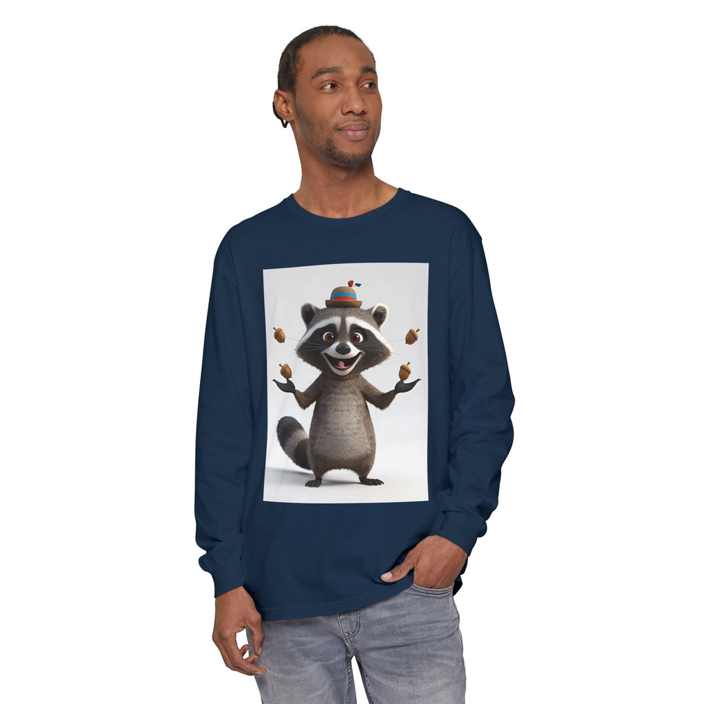 Raccoon Unisex Garment-dyed Long Sleeve T-Shirt