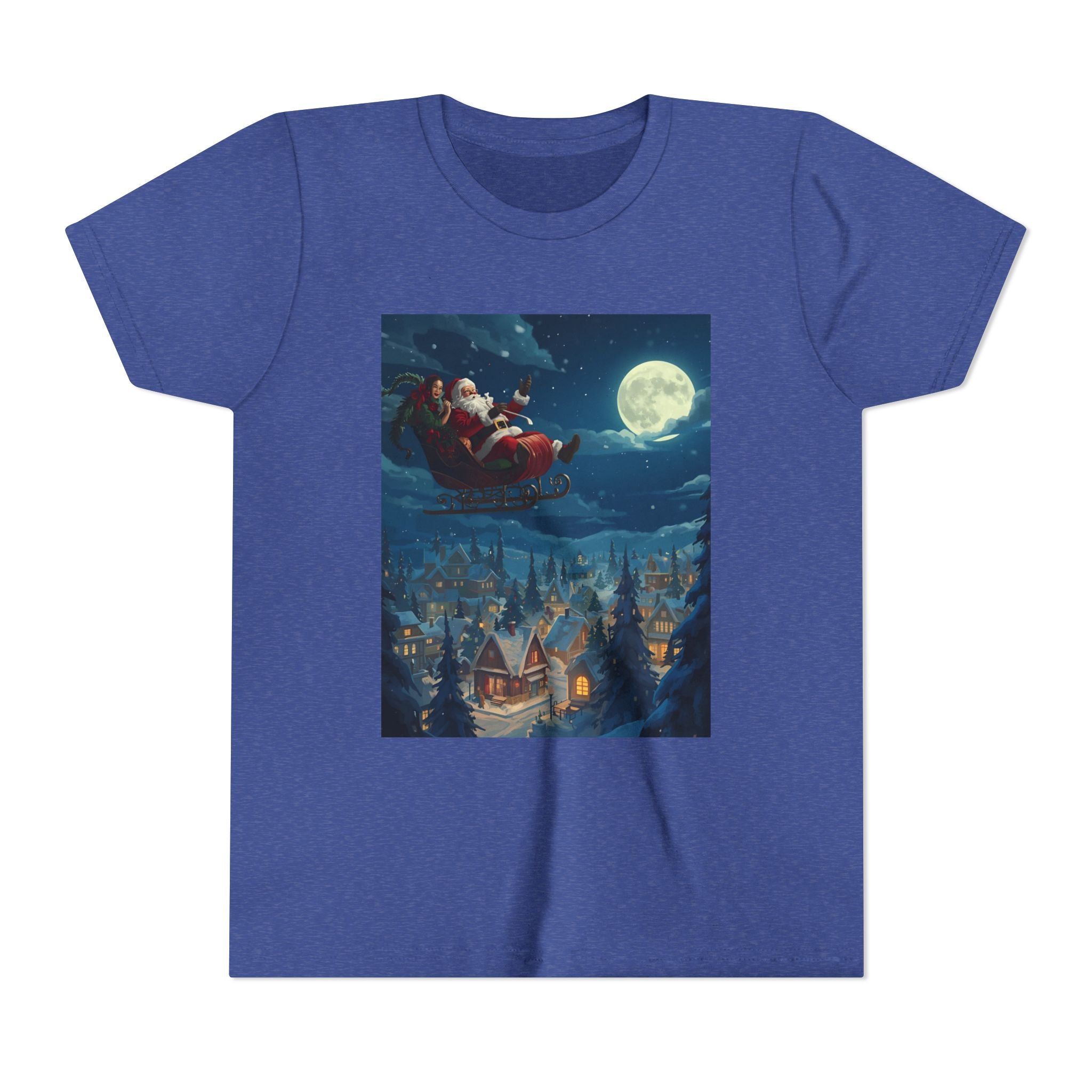 Christmas Santa Sleigh Youth Short Sleeve Tee