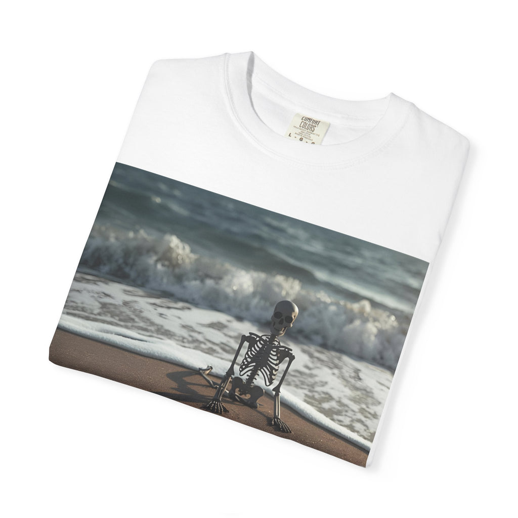 Halloween Beach Skeleton Vibes Unisex T-Shirt, Spooky Summer Tee, Fun Halloween Shirt, Beachwear, Casual Halloween Outfit