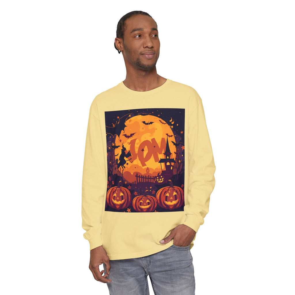 Halloween Pumpkin Long Sleeve T-Shirt, Unisex Spooky Shirt, Fall Apparel, Halloween Costume, Cozy Autumn Top, Halloween Party Wear