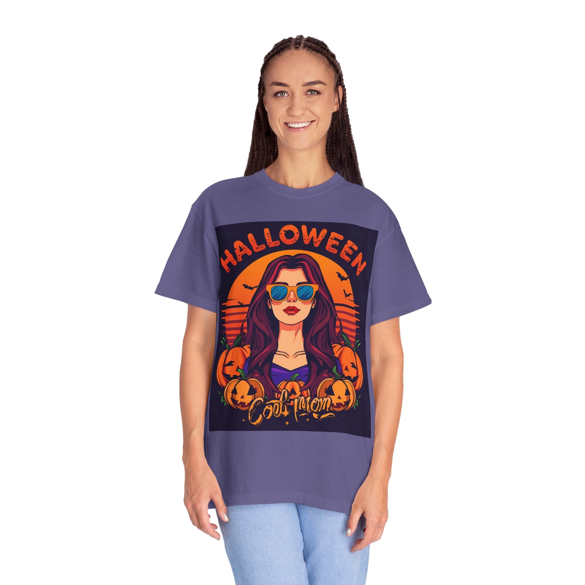 Halloween Cool Mom T-Shirt, Unisex Garment-Dyed Tee, Spooky Season Apparel, Fall Fashion, Halloween Costume Shirt