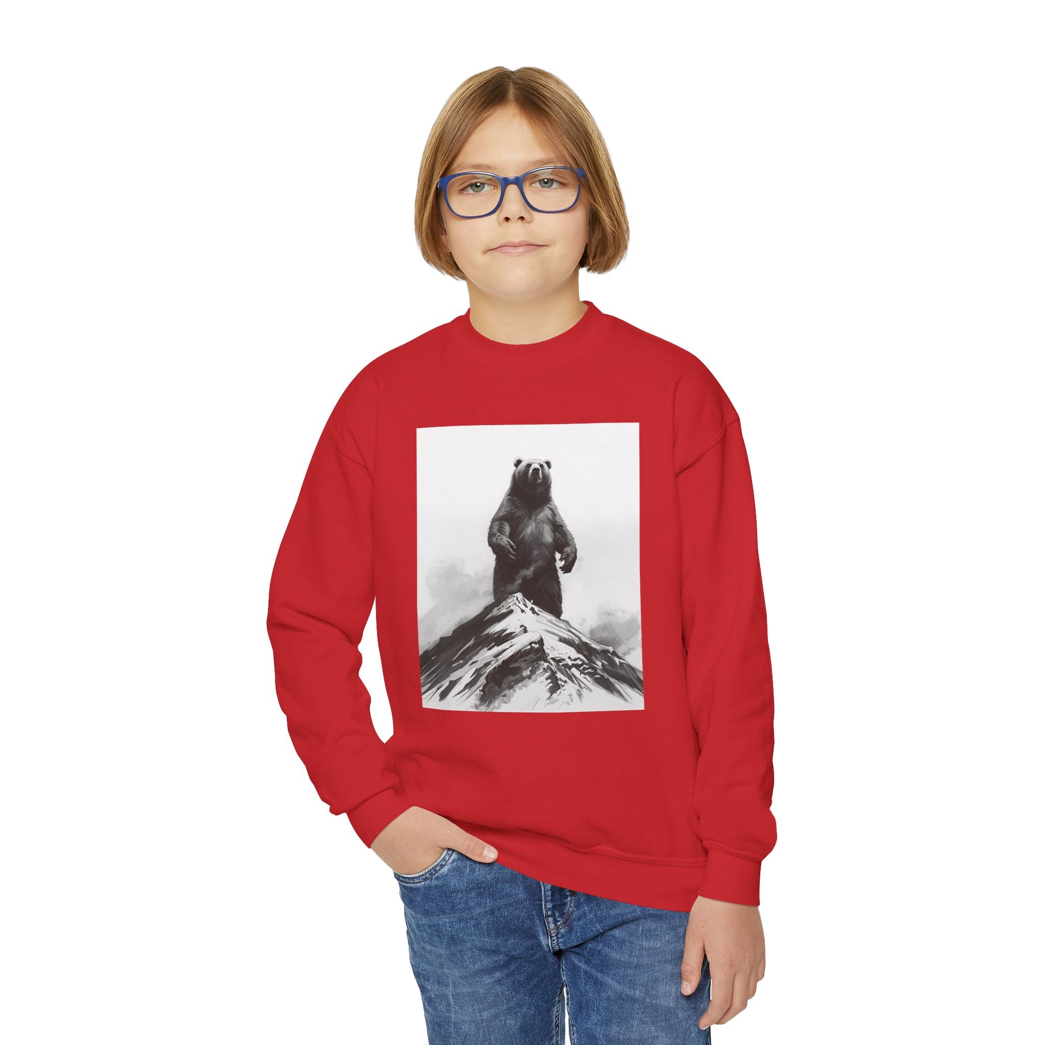 Bear Mountain Snow Youth Crewneck Sweatshirt