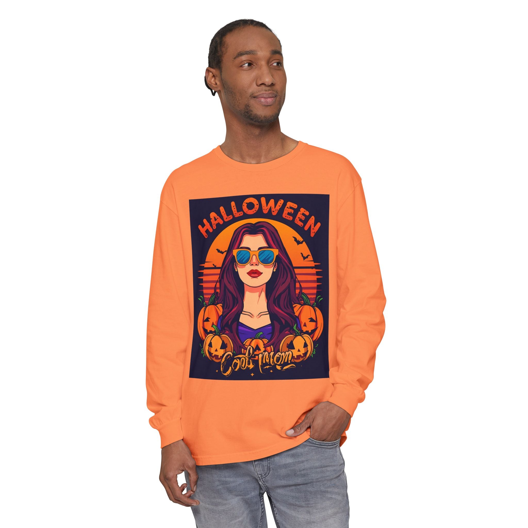 Halloween Themed Unisex Garment-dyed Long Sleeve T-Shirt