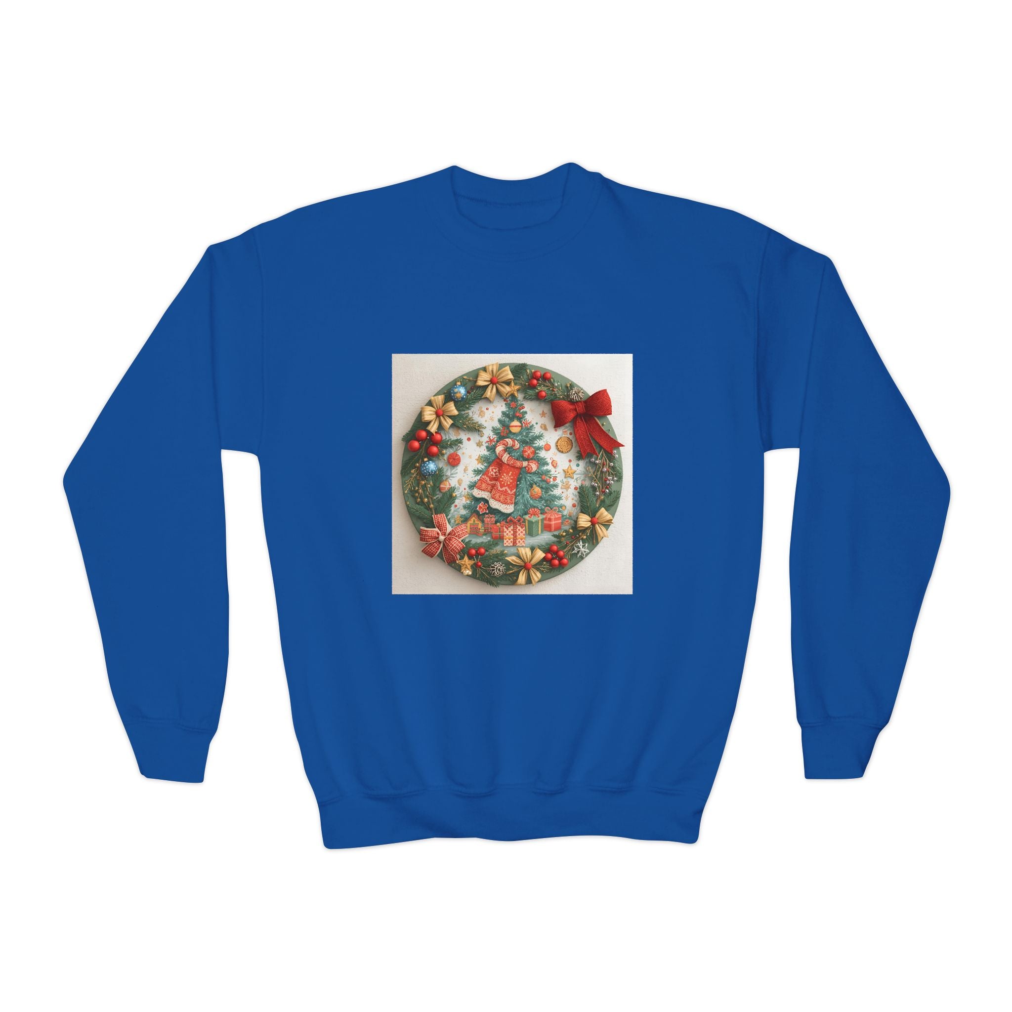 Christmas Wreath Youth Crewneck Sweatshirt