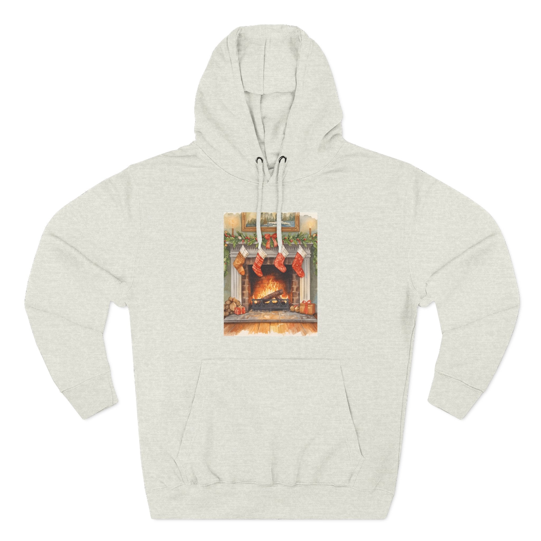 Christmas Stocking Fireplace Three-Panel Fleece Hoodie