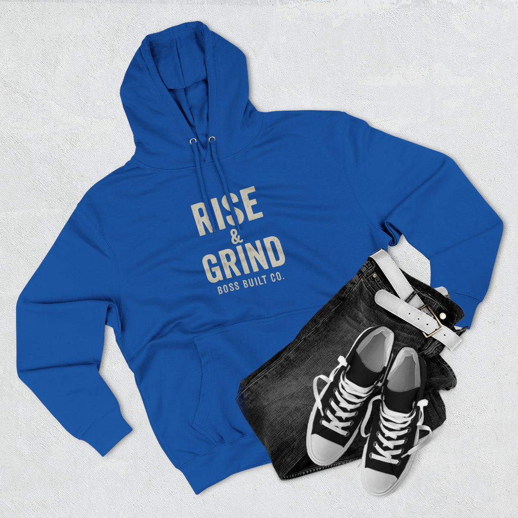 Boss Built Co Rise & Grind Hoodie — Motivational Fleece Pullover for Hustle Mindset