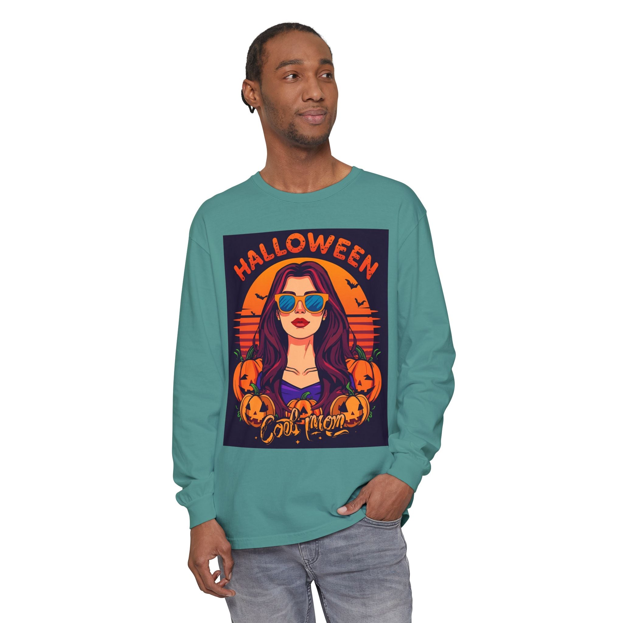 Halloween Themed Unisex Garment-dyed Long Sleeve T-Shirt