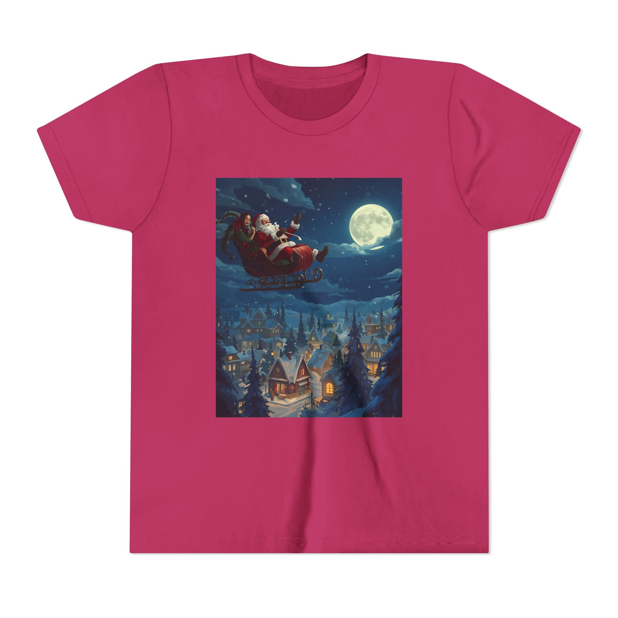 Christmas Santa Sleigh Youth Short Sleeve Tee
