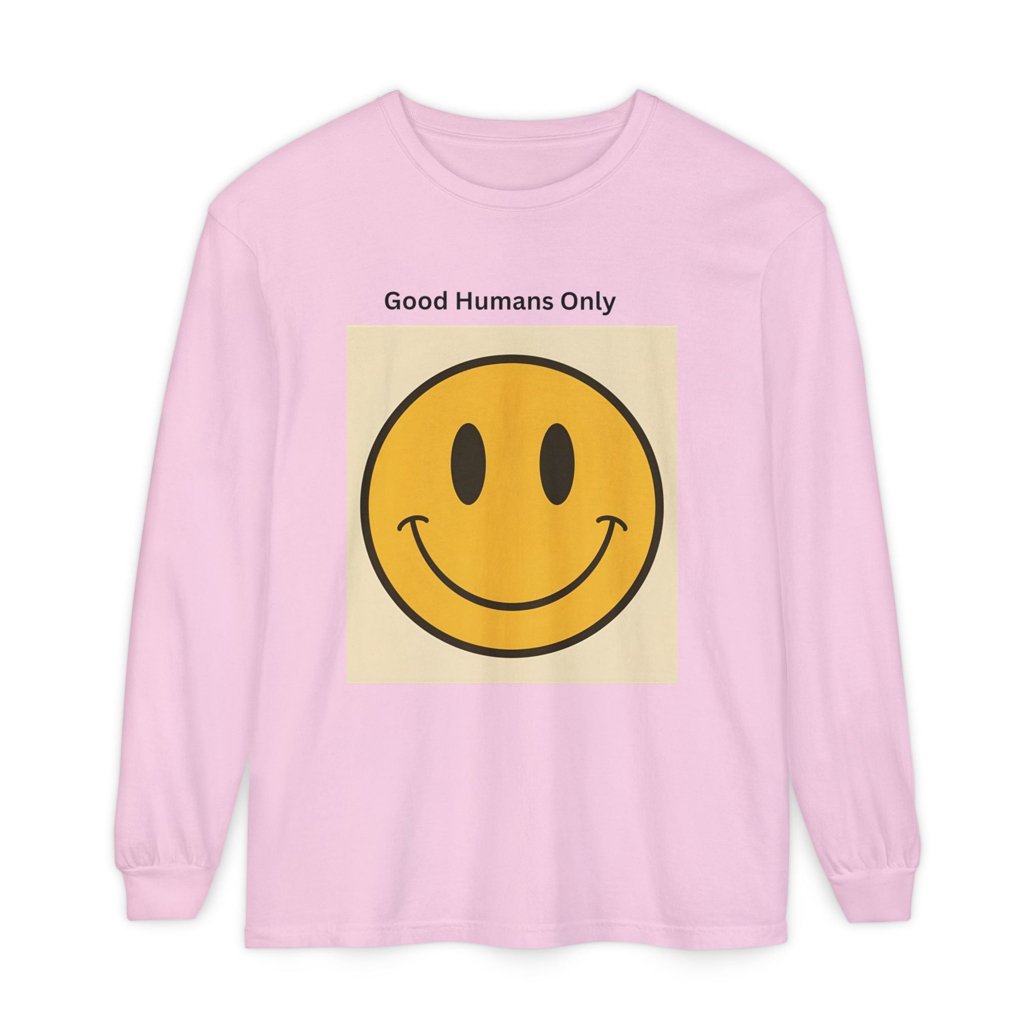 Smiley Face Unisex Garment-dyed Long Sleeve T-Shirt