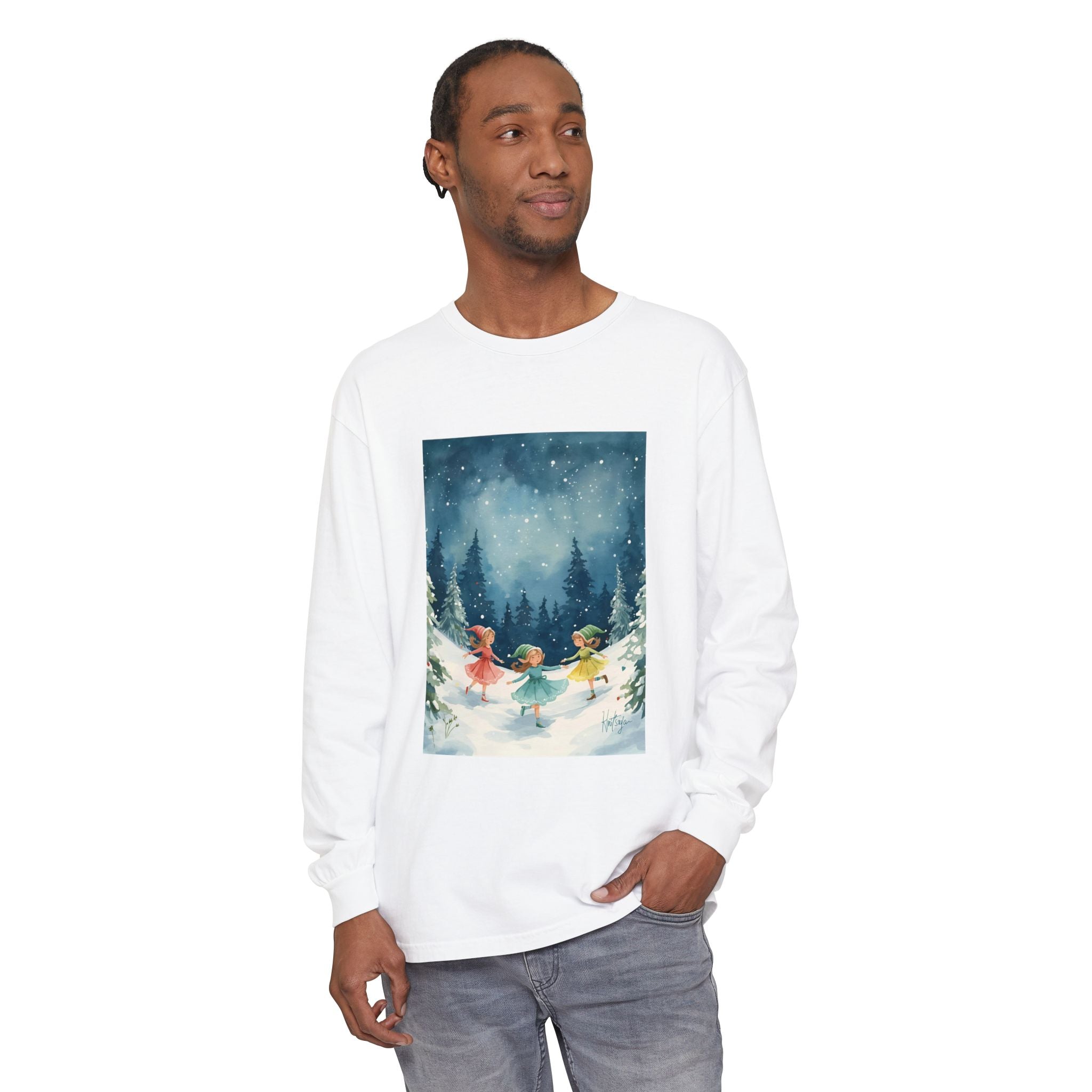 Winter Wonderland Long Sleeve T-Shirt, Cozy Graphic Tee, Perfect for Holidays, Gift for Her, Winter Apparel, Seasonal Fashion