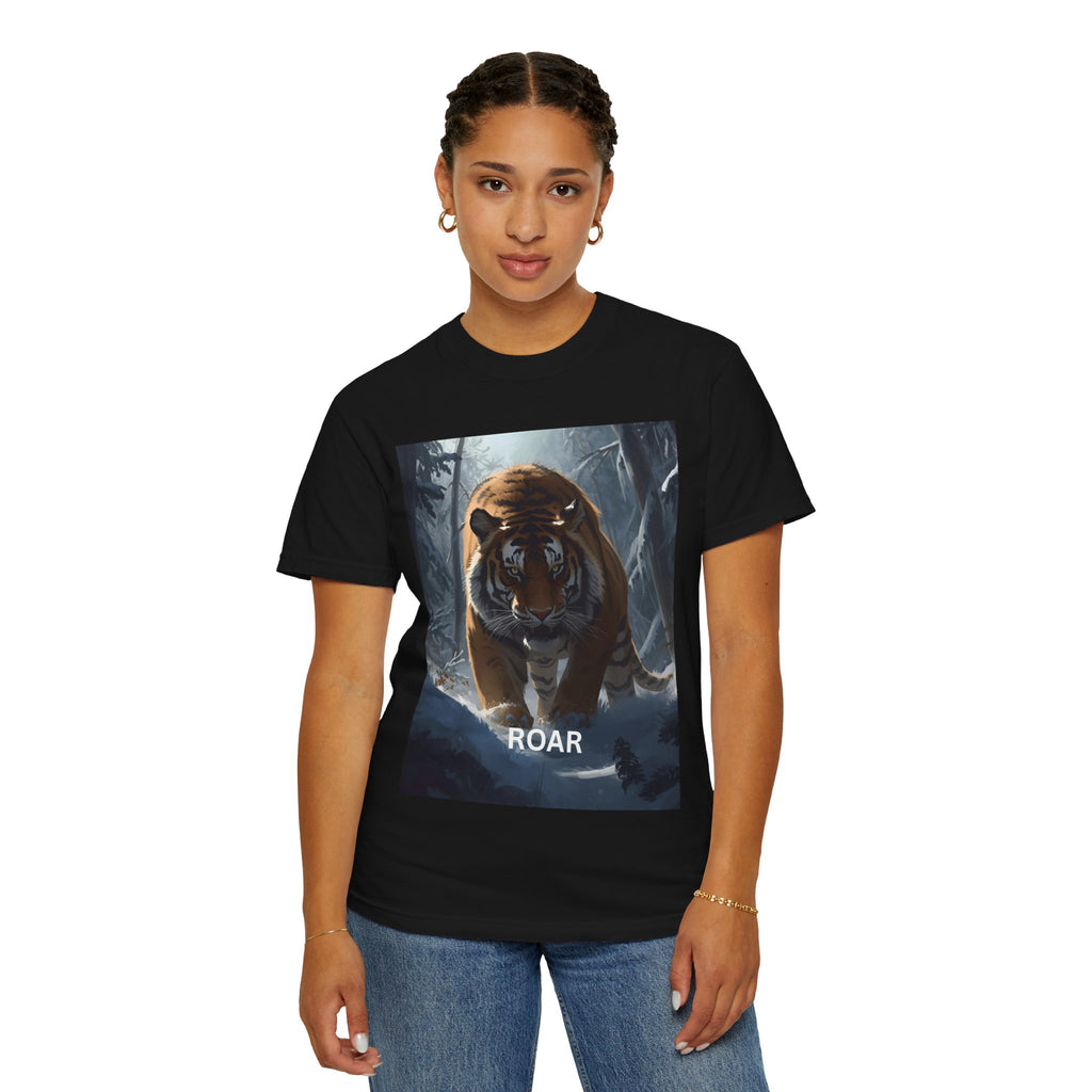 Tiger Roar Snow Unisex T-Shirt, Animal Lover Gift, Wildlife Tee, Casual Wear, Adventure Shirt, Nature Inspired Apparel