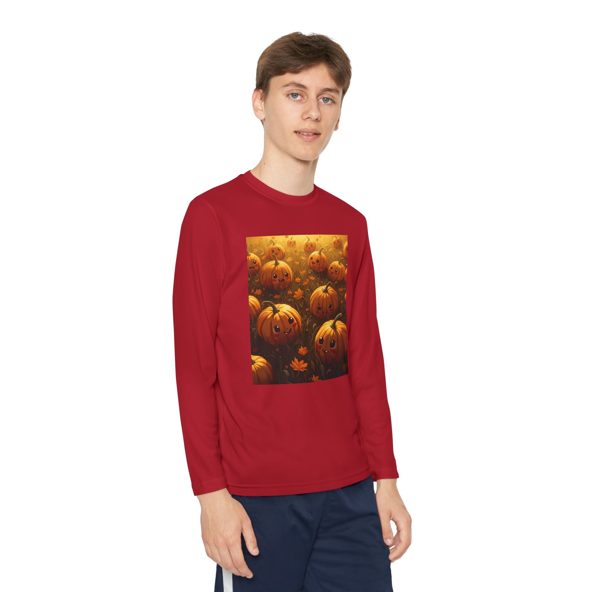 Happy Halloween Pumpkin Youth Long Sleeve Competitor Tee