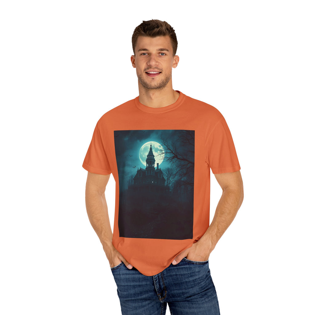 Haunted Moonlit Castle Unisex T-shirt, Gothic Tee, Halloween Apparel, Vintage Style Shirt, Alternative Fashion, Spooky Gift