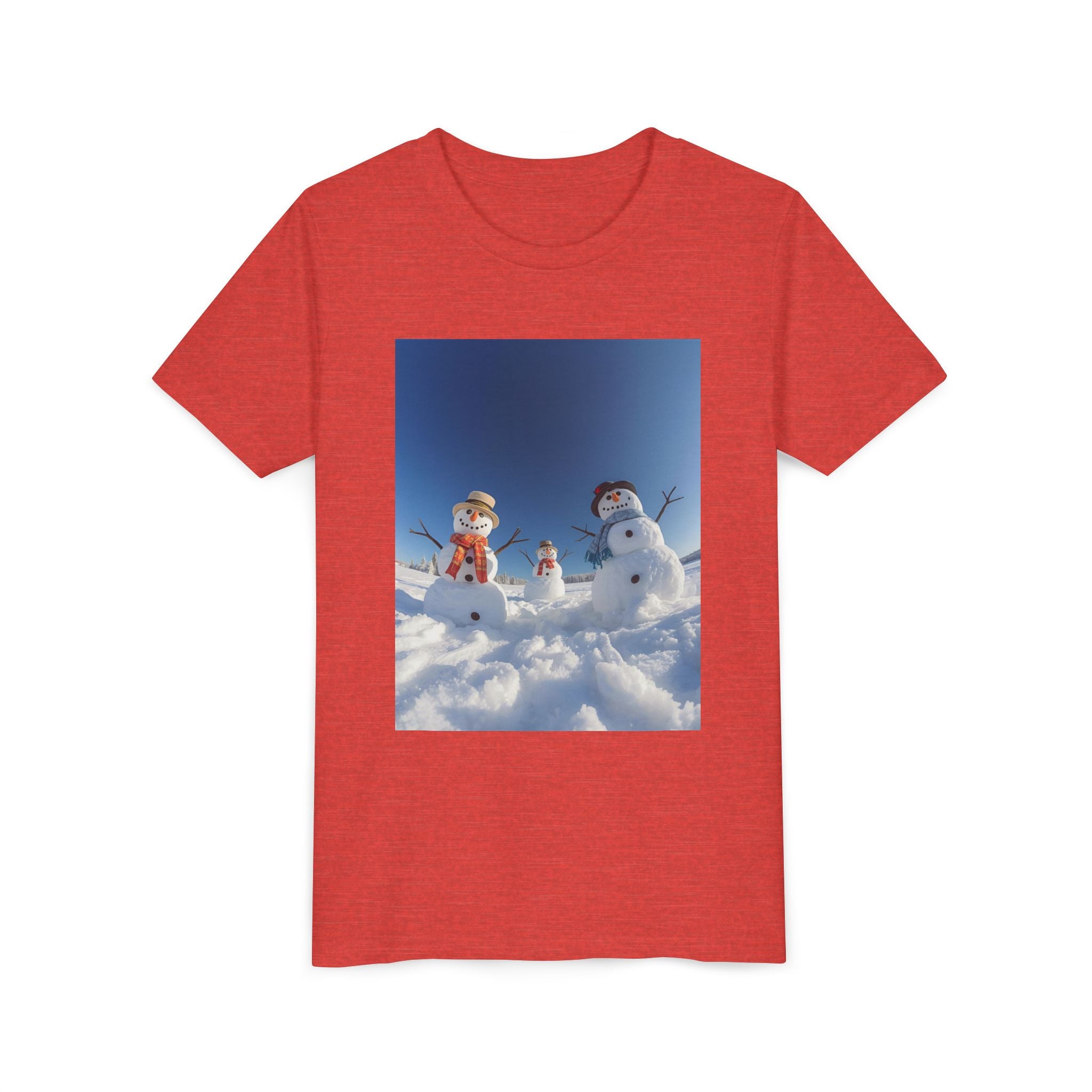 Festive Christmas Snowman Family Youth Short Sleeve Tee