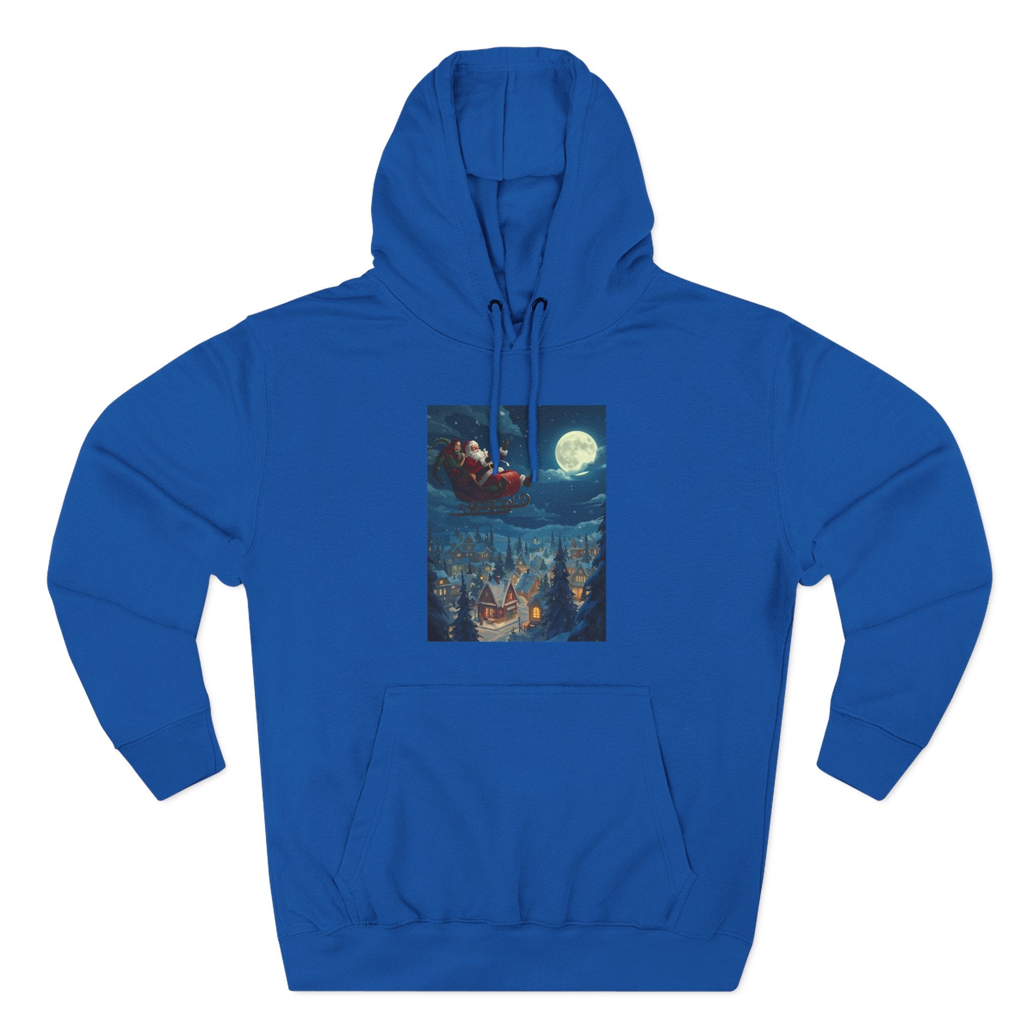 Christmas Santa Sleigh Three-Panel Fleece Hoodie
