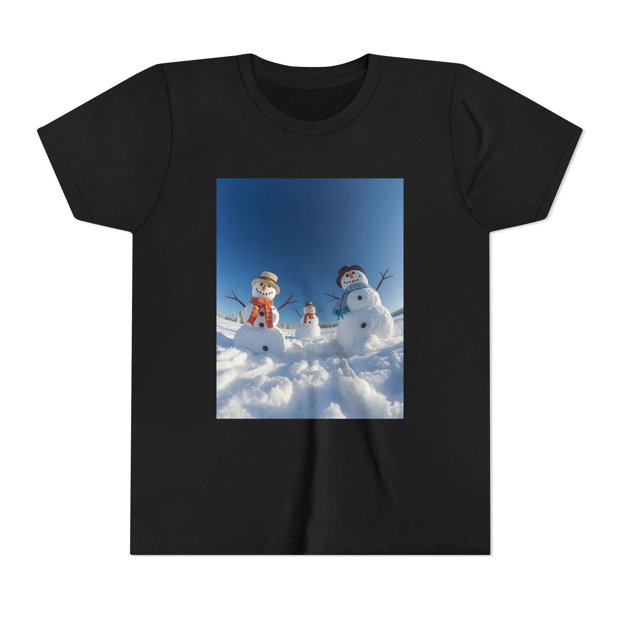 Festive Christmas Snowman Family Youth Short Sleeve Tee