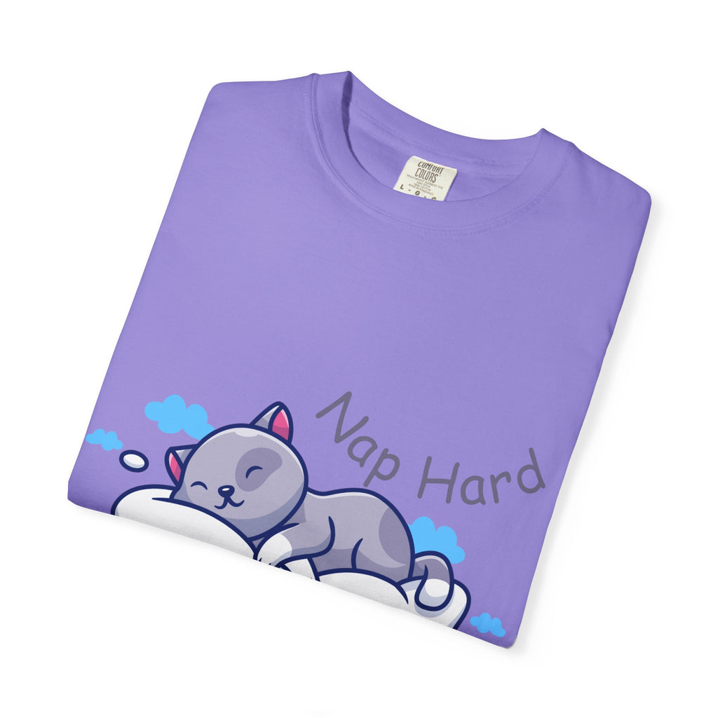 Cat Nap Graphic T-shirt, Cute Cat Tee, Relaxed Fit Apparel, Gift for Cat Lovers, Cozy Lounge Wear, Funny Pet Humor Top