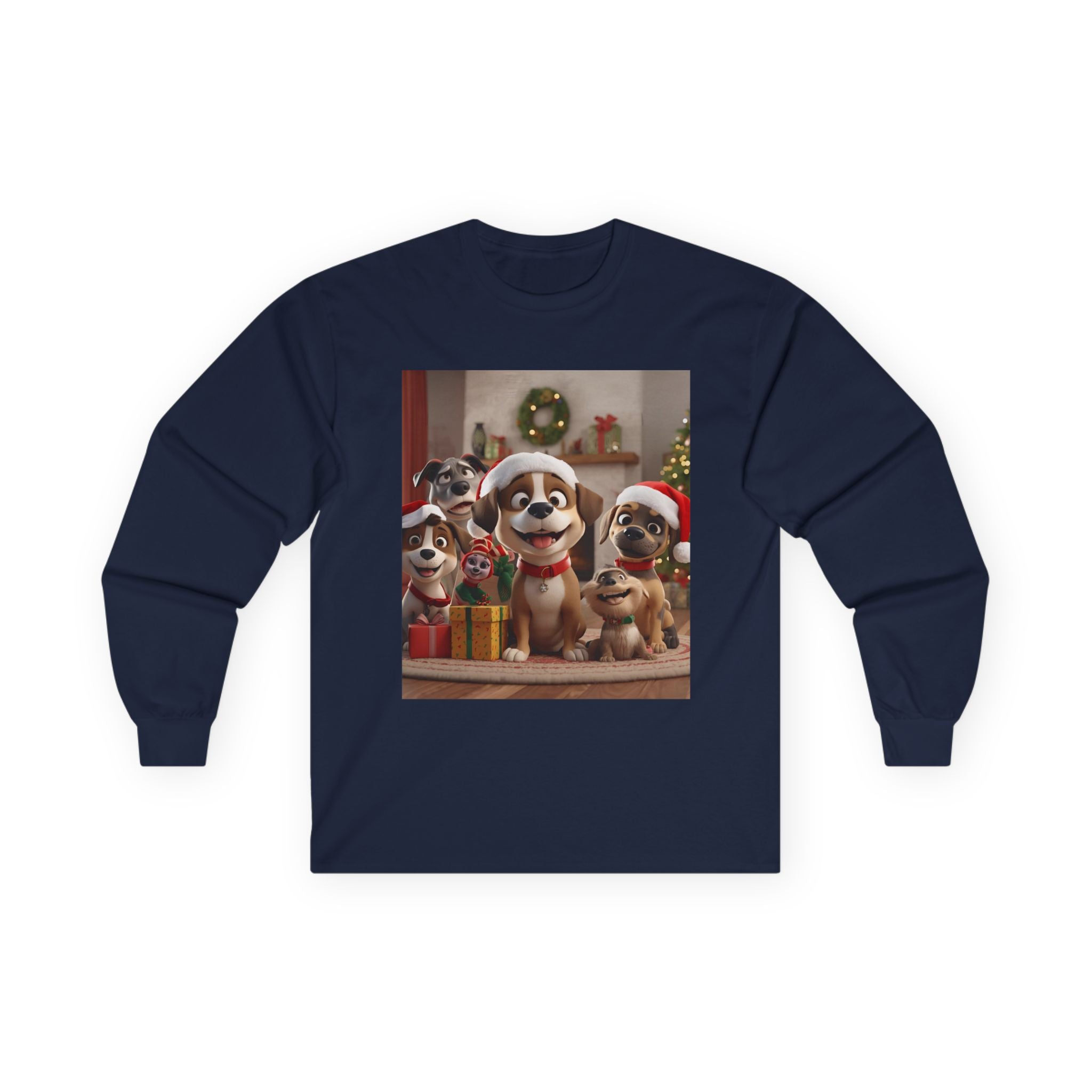 Cute Dog Christmas Long Sleeve Tee, Holiday Gift for Dog Lovers, Cozy Pet Apparel, Winter Wear, Fun Xmas T-shirt