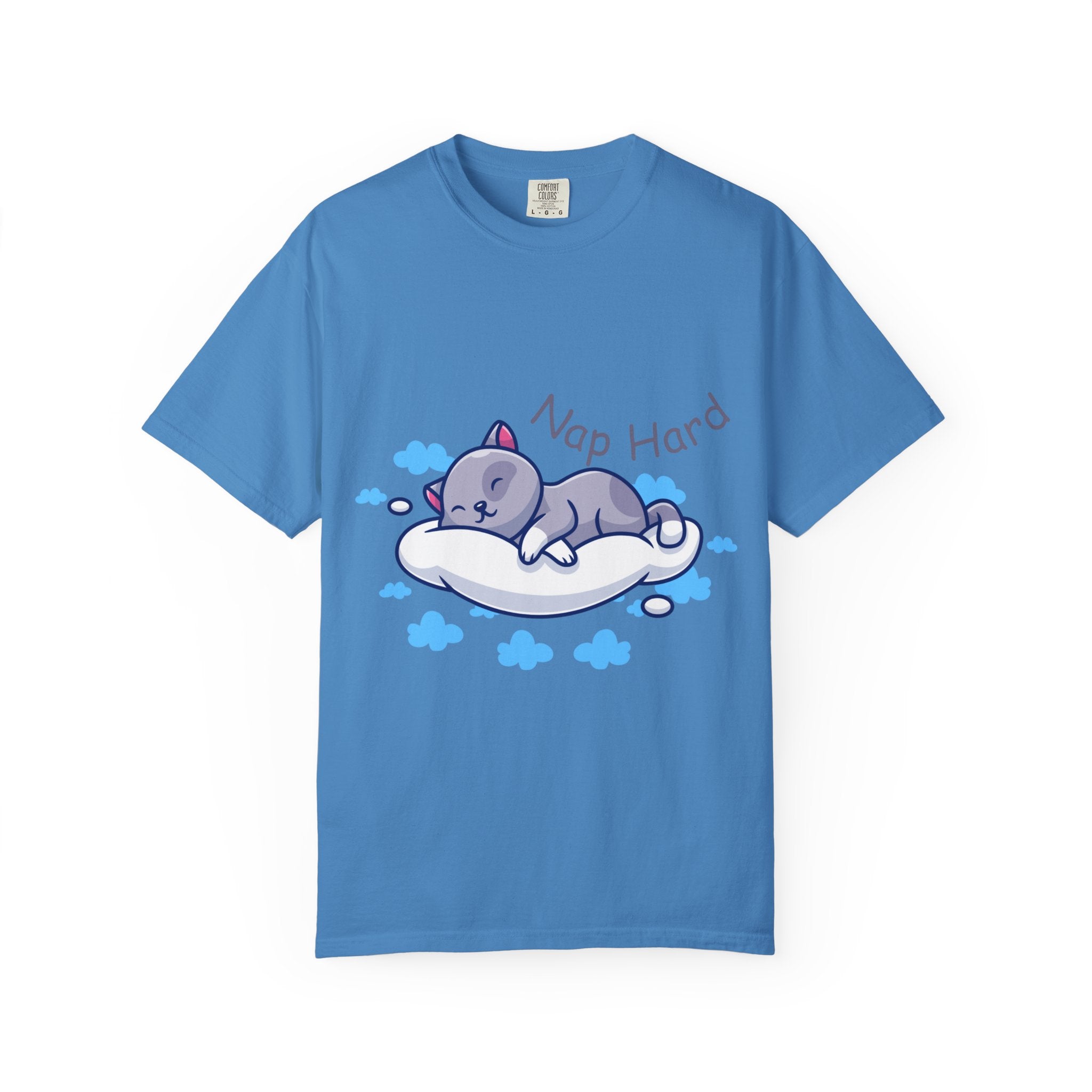 Cat Nap Graphic T-shirt, Cute Cat Tee, Relaxed Fit Apparel, Gift for Cat Lovers, Cozy Lounge Wear, Funny Pet Humor Top
