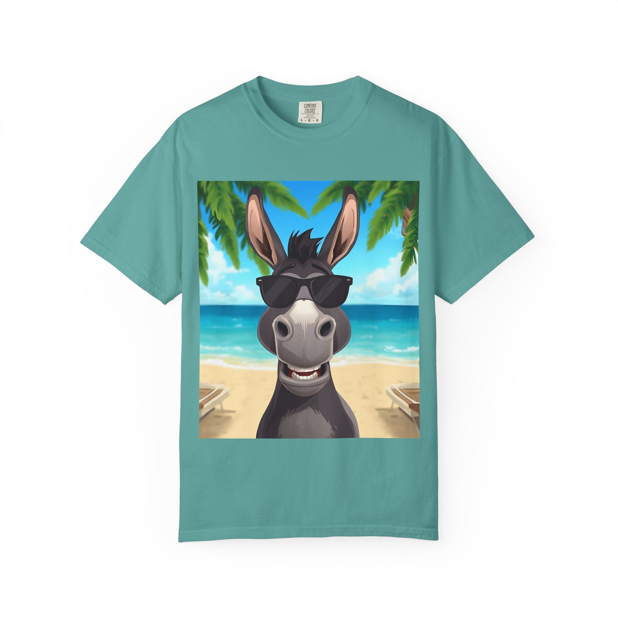 Chill Donkey Sunset T-Shirt, Unisex Summer Tee, Casual Beachwear, Gift for Animal Lovers, Fun Vacation Shirt