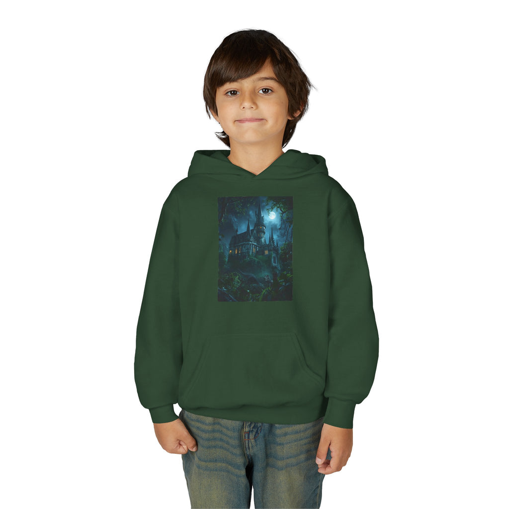 Mystical Night Scene Youth Hoodie | Perfect for Halloween, Cozy Days, Gifts for Kids, Adventure Apparel