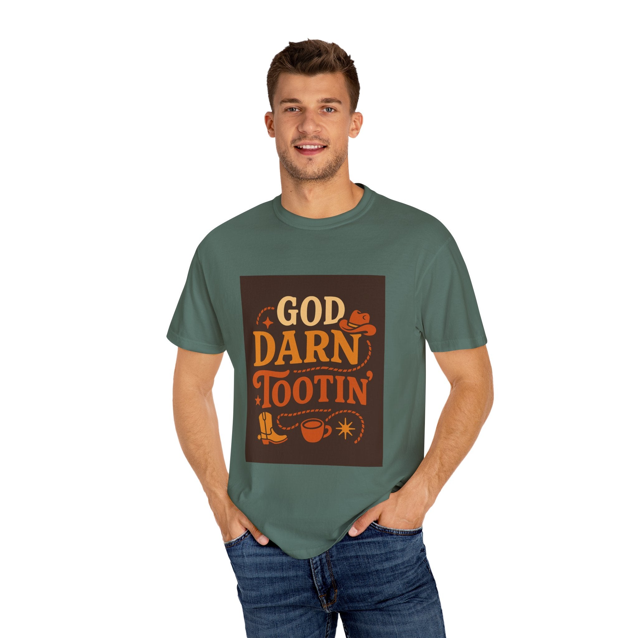 Vintage-Inspired Unisex T-Shirt with 'God Darn Tootin' Graphic - Perfect for Cowpoke Gatherings, Western Themed Events, Gift