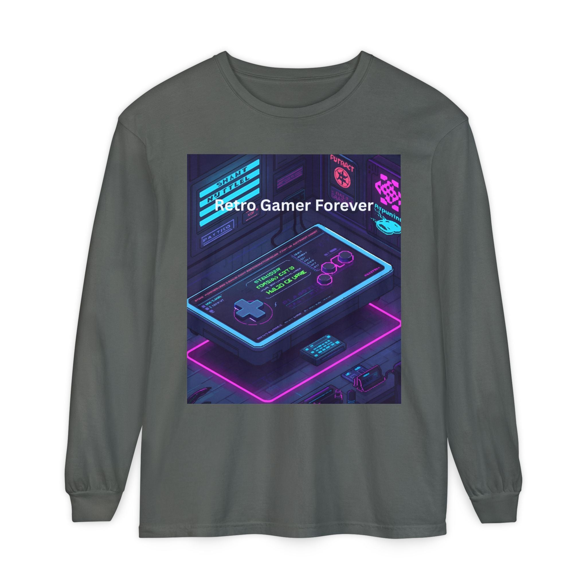 Retro Game Controller Unisex Garment-dyed Long Sleeve T-Shirt