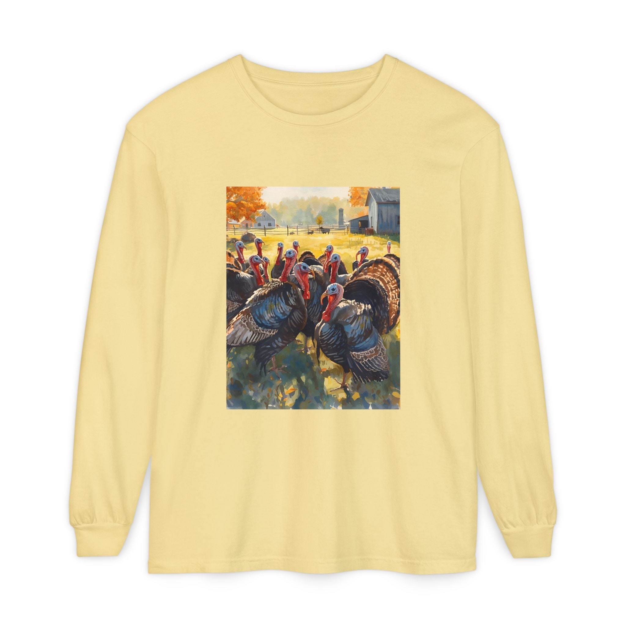 Thanksgiving Turkey Unisex Garment-dyed Long Sleeve T-Shirt