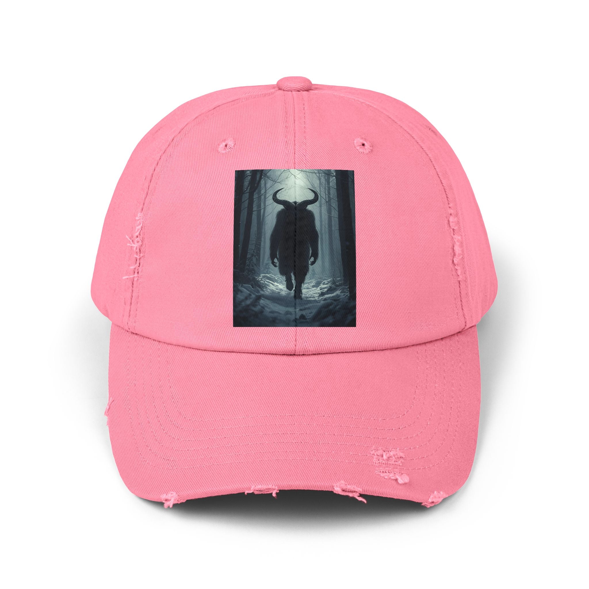 Spooky Forest Snow Creature Unisex Distressed Cap