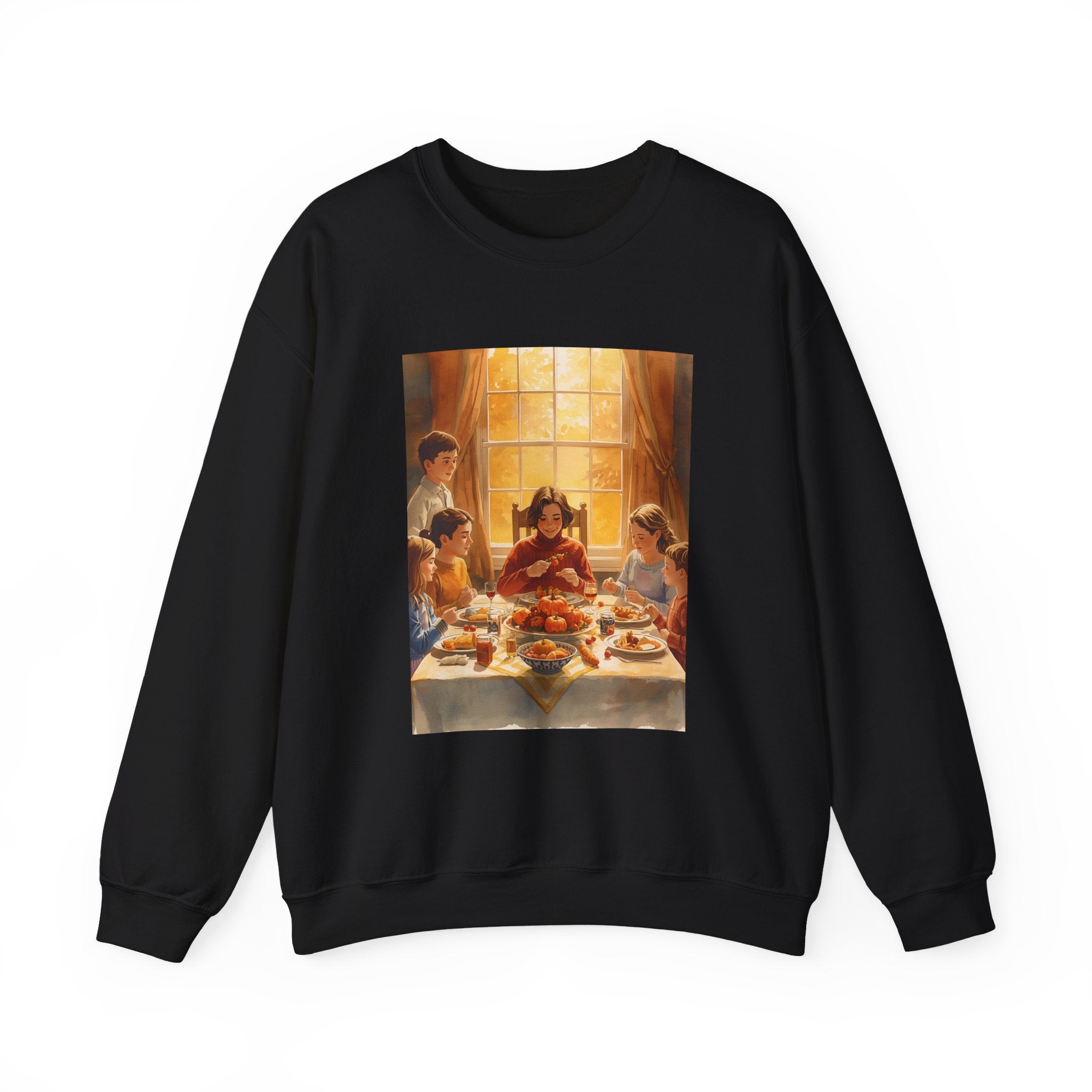 Cozy Family Dinner Crewneck Sweatshirt | Warm Winter Apparel, Casual Layering, Gift for Holidays, Family Gatherings, Nostalgic Artwork
