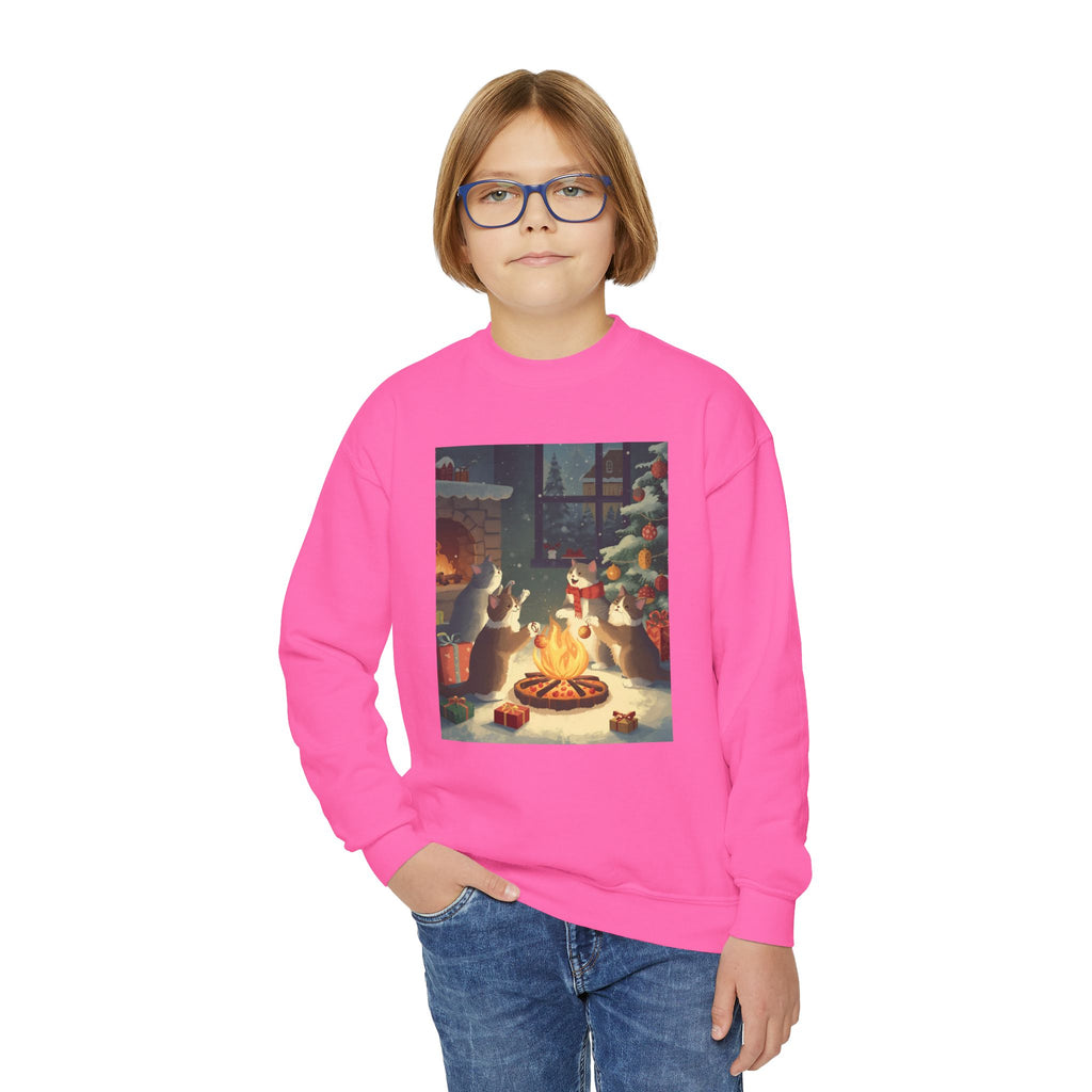 Cute Cats Christmas Youth Crewneck Sweatshirt