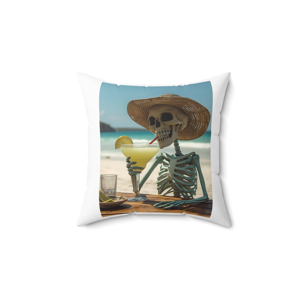 Chillin' Skeleton Pillow | Fun Home Decor, Halloween Accent, Beach Vibes, Gift for Friends, Quirky Room Decor