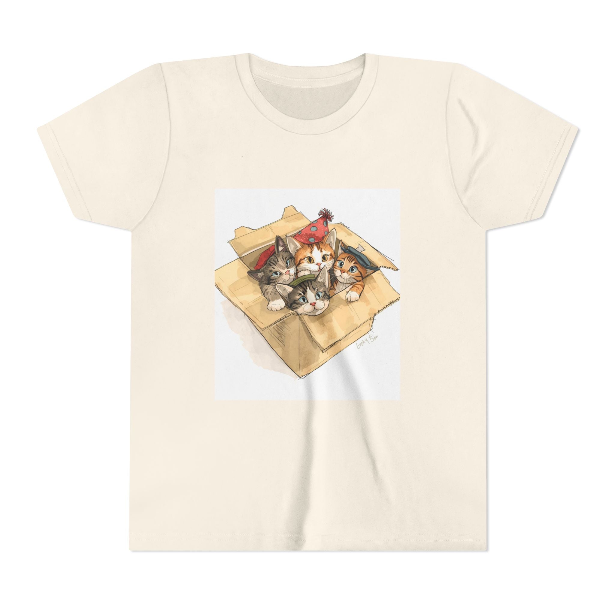 Cute Kittens In Box Youth Short Sleeve Tee