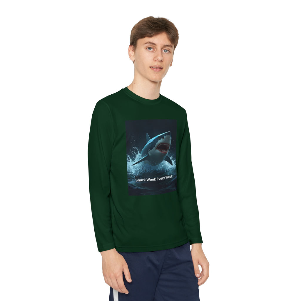 Shark Week Youth Long Sleeve Tee - Funny Ocean Shirt, Kids Gift, Summer Wear, Cool Tee, Swim Shirt, Beach Apparel