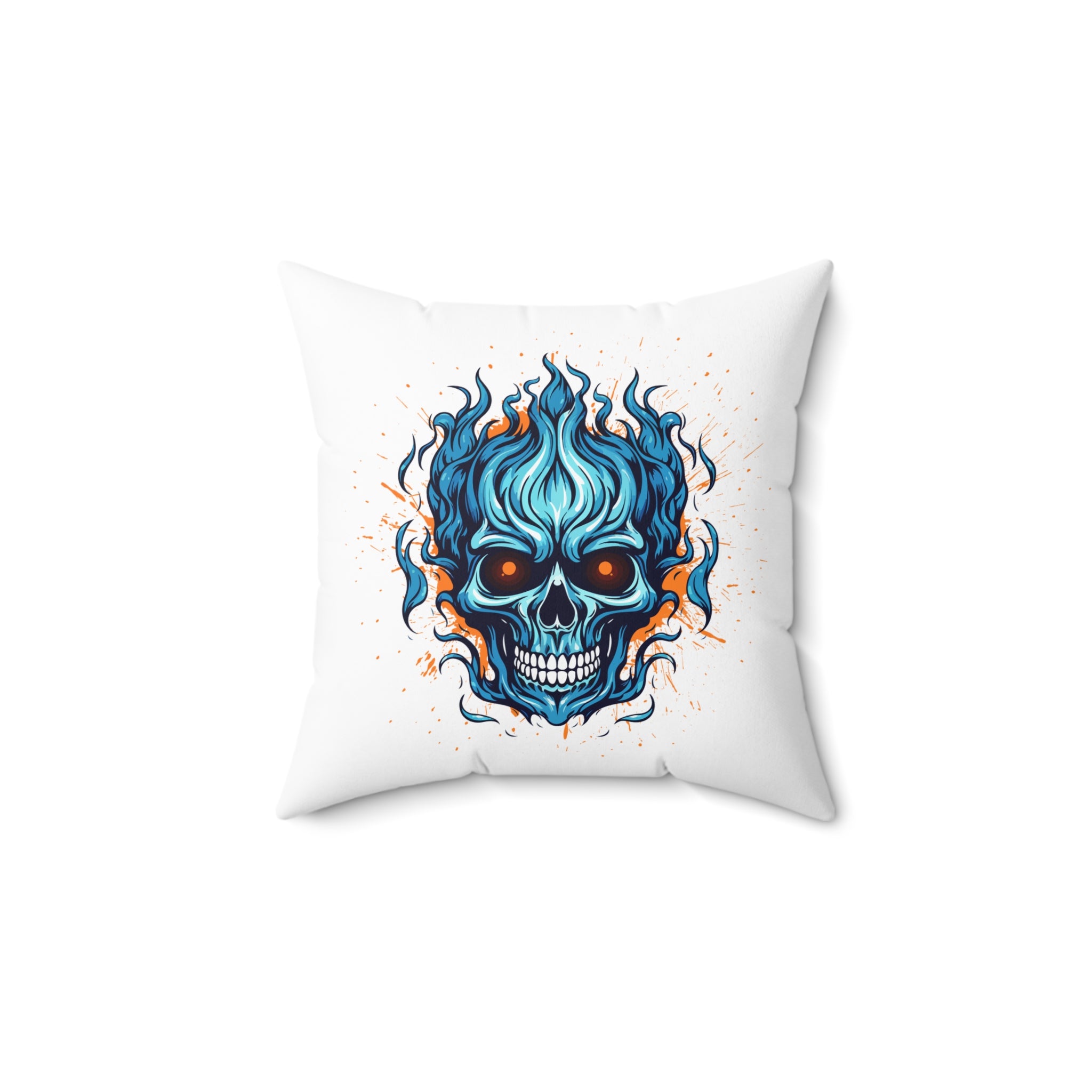 Cool Skull Flame Accent Pillow, Decorative Pillow, Goth Home Decor, Halloween Decor, Unique Gift, Living Room Accent