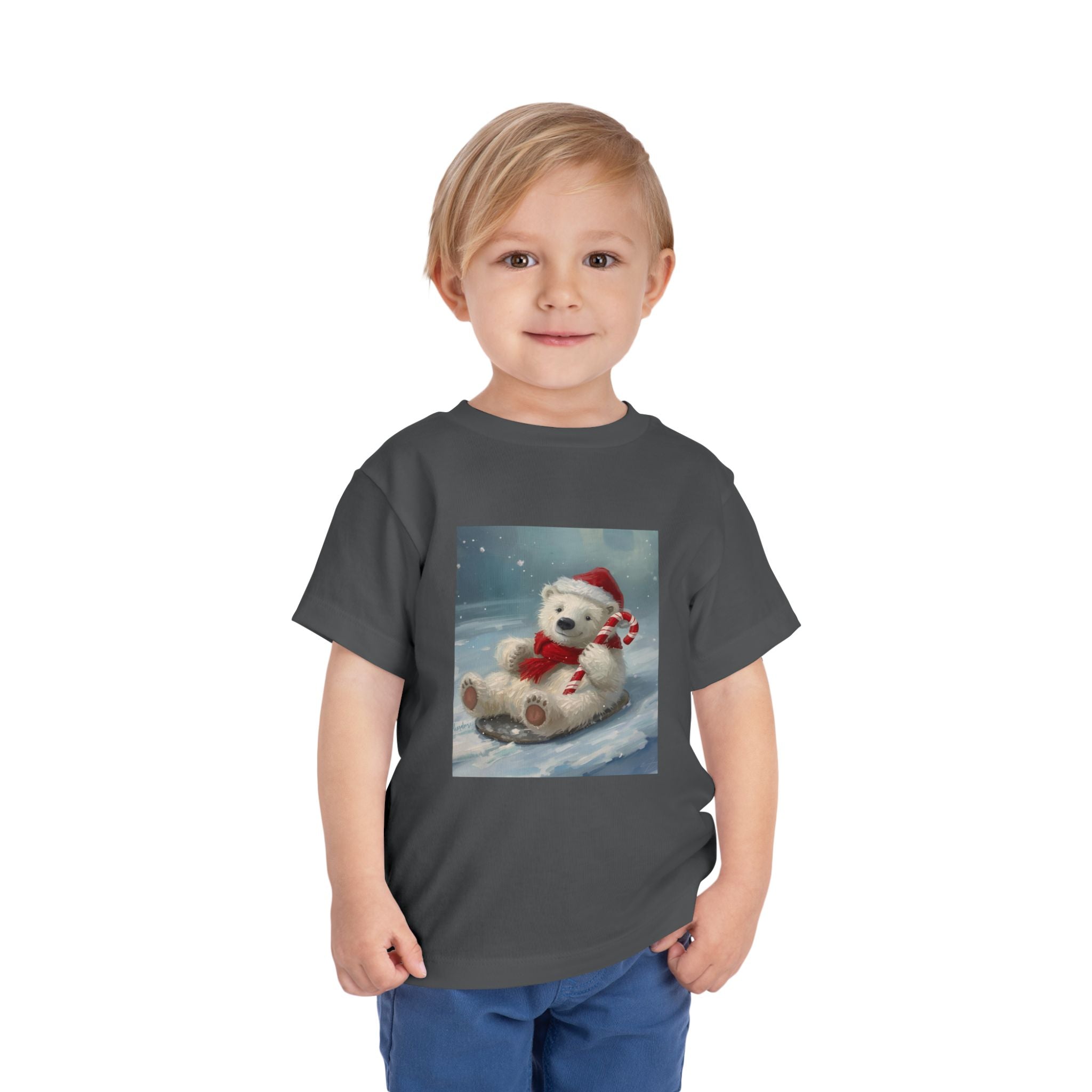 Cute Christmas Bear Toddler Short Sleeve Tee
