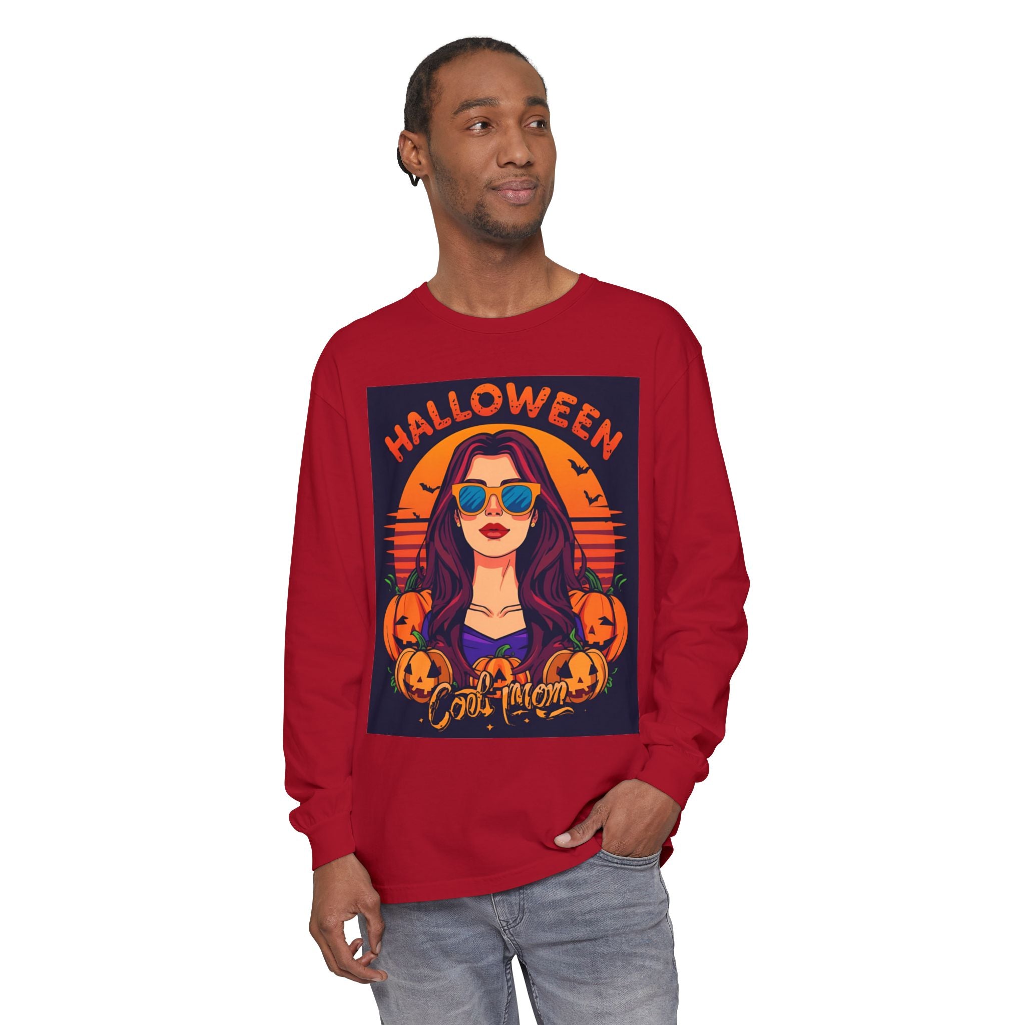 Halloween Themed Unisex Garment-dyed Long Sleeve T-Shirt