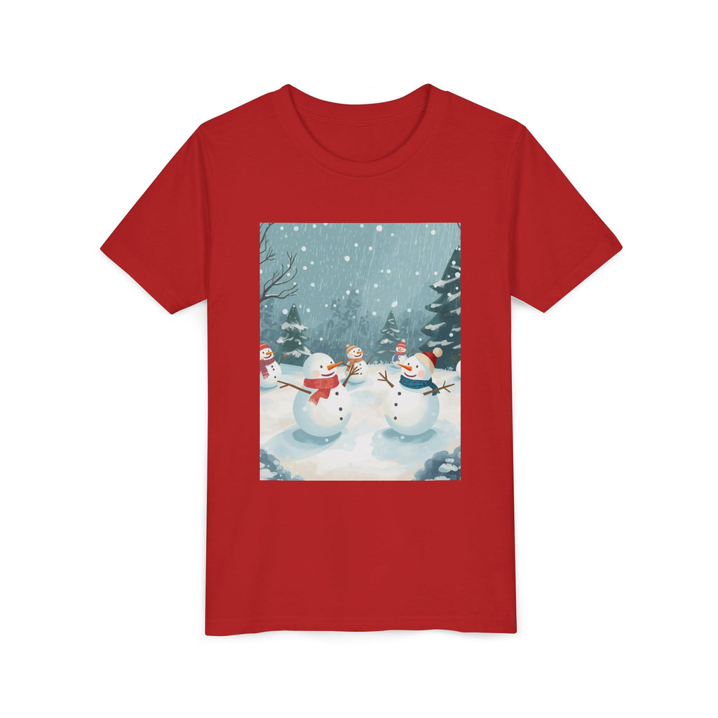 Festive Christmas Snowman Youth Short Sleeve Tee