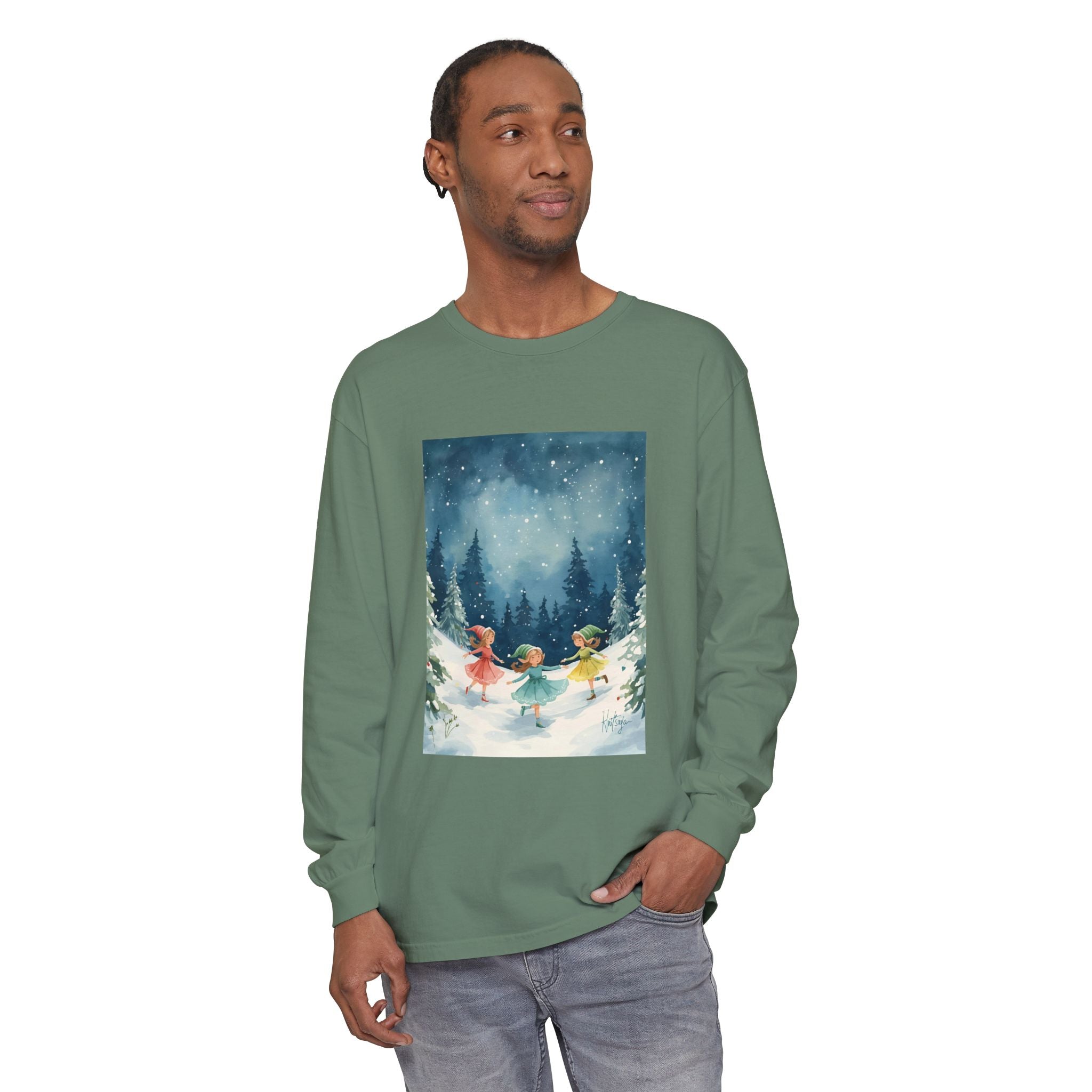 Winter Wonderland Long Sleeve T-Shirt, Cozy Graphic Tee, Perfect for Holidays, Gift for Her, Winter Apparel, Seasonal Fashion