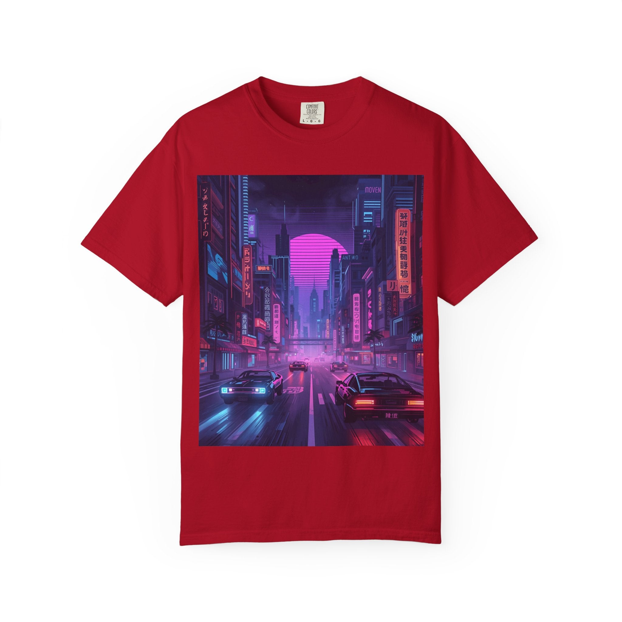 Futuristic Neon Cityscape T-Shirt, Retro Graphic Tee, Unisex Streetwear, Urban Vibe Shirt, Gift for Gamers, Summer Outfit