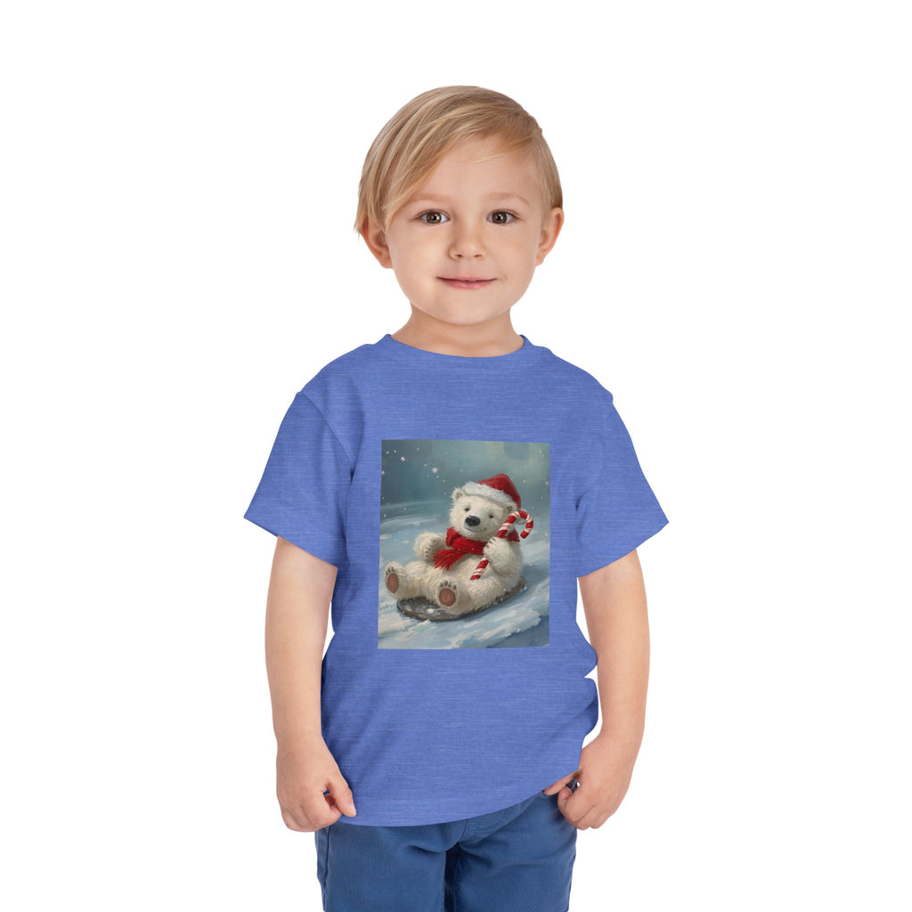 Cute Christmas Bear Toddler Short Sleeve Tee