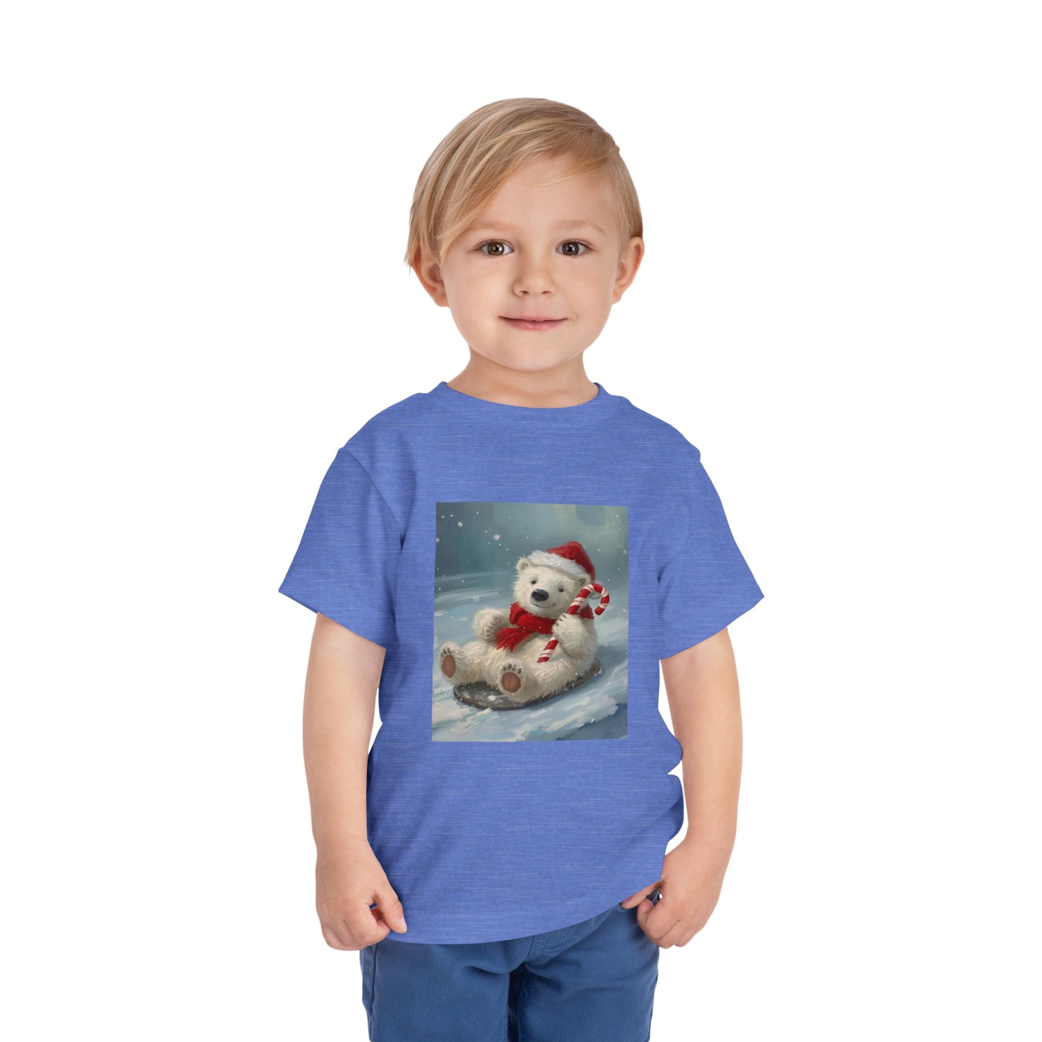 Cute Christmas Bear Toddler Short Sleeve Tee