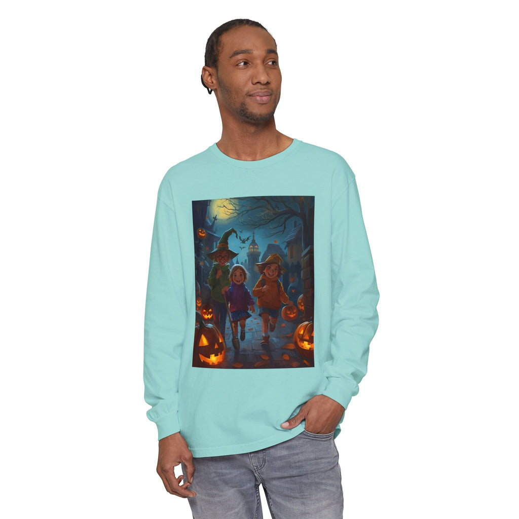 Halloween Themed Unisex Long Sleeve T-Shirt, Spooky Autumn Apparel, Trick-or-Treat Shirt, Fall Fashion, Casual Halloween Outfits