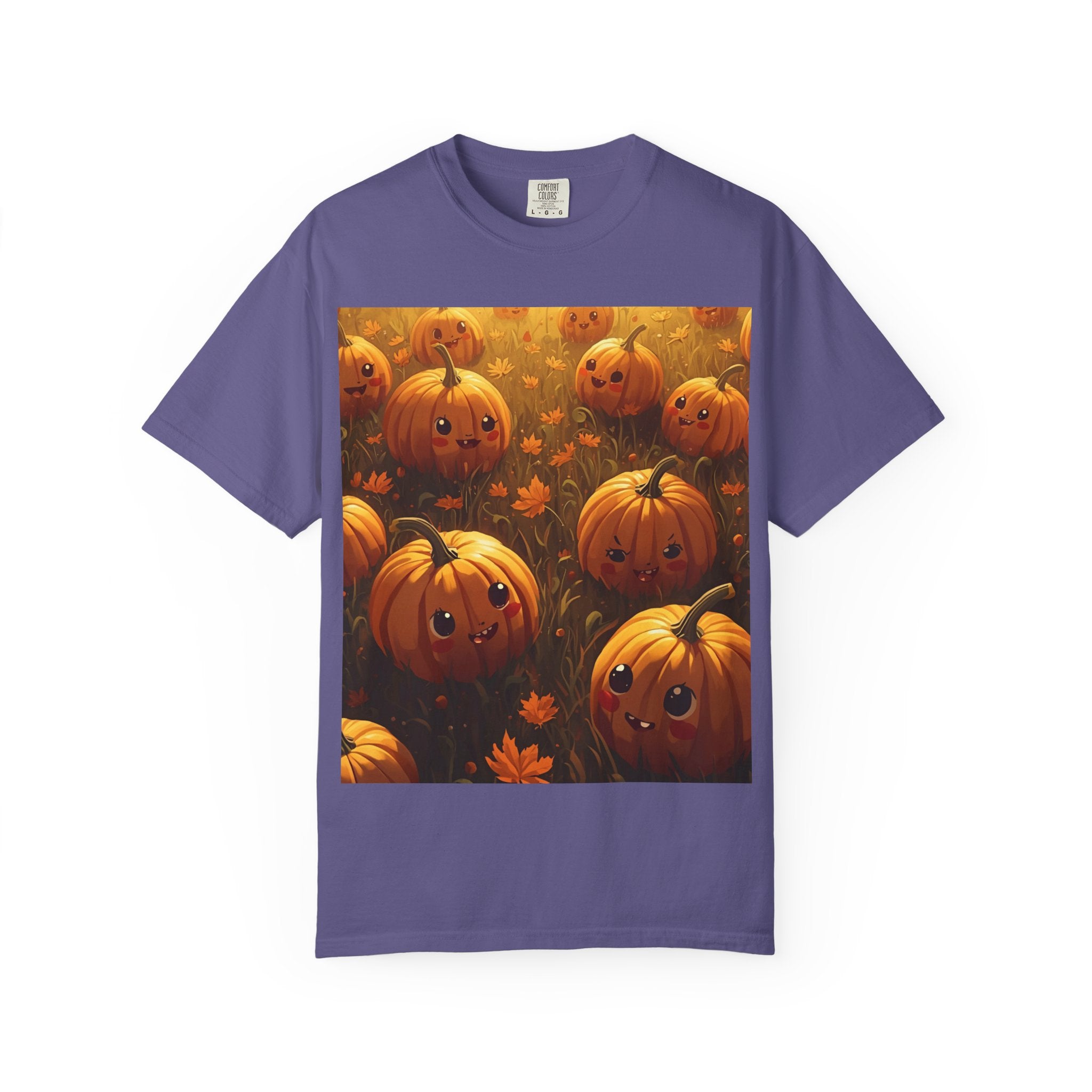 Cute Pumpkin Graphic T-Shirt, Fall Fashion, Halloween Tee, Autumn Wear, Unisex Garment-Dyed Shirt, Seasonal Gift