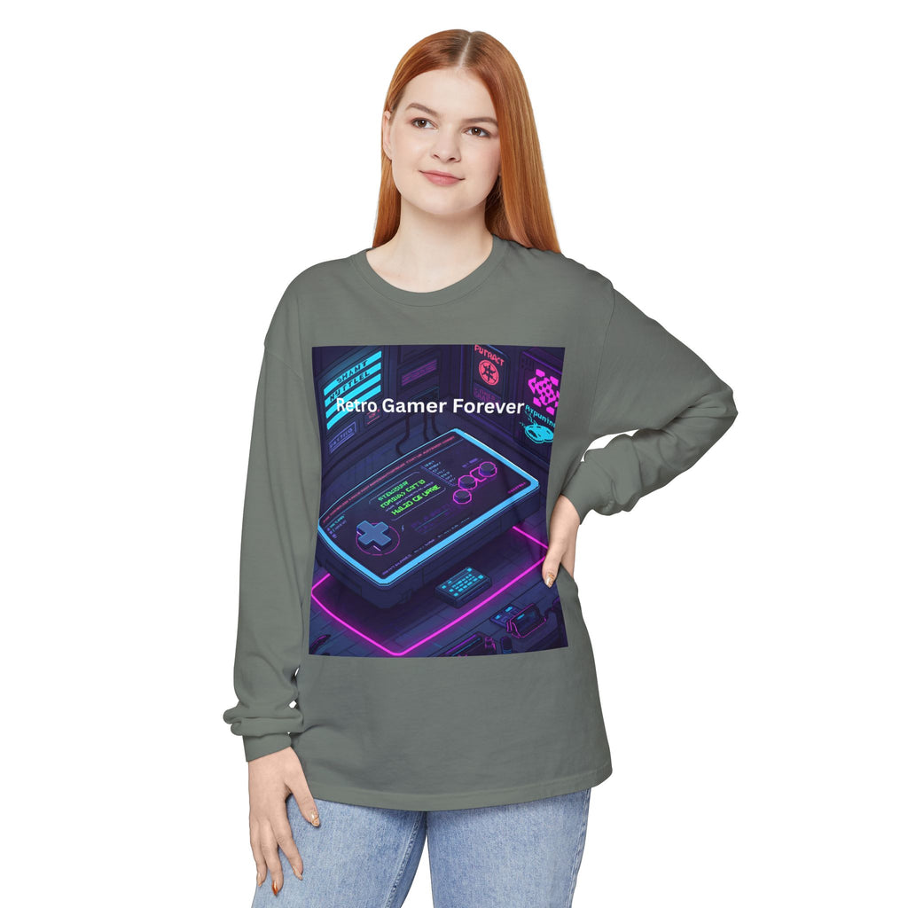 Retro Game Controller Unisex Garment-dyed Long Sleeve T-Shirt