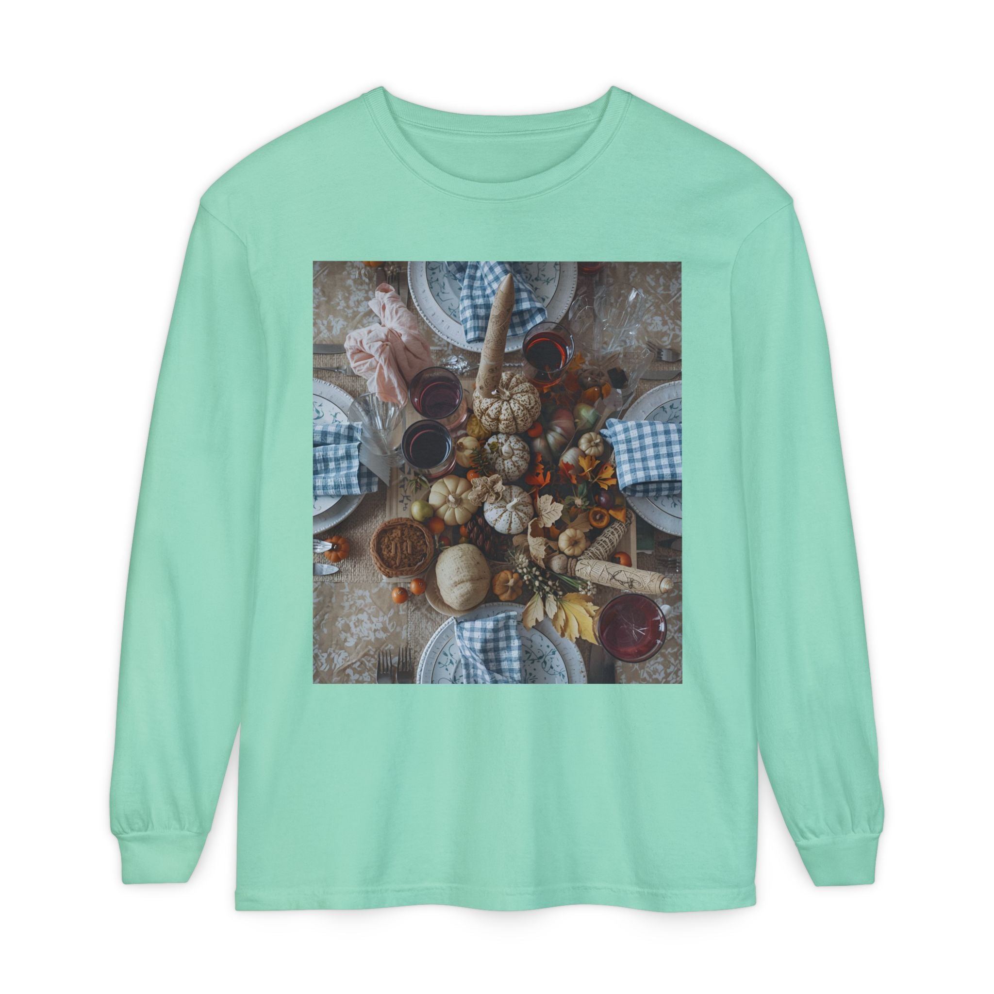 Rustic Gatherings Festive Long Sleeve T-Shirt for Gatherings, Casual Wear, Thanksgiving Shirt, Cozy Gift, Holiday Celebration Tee