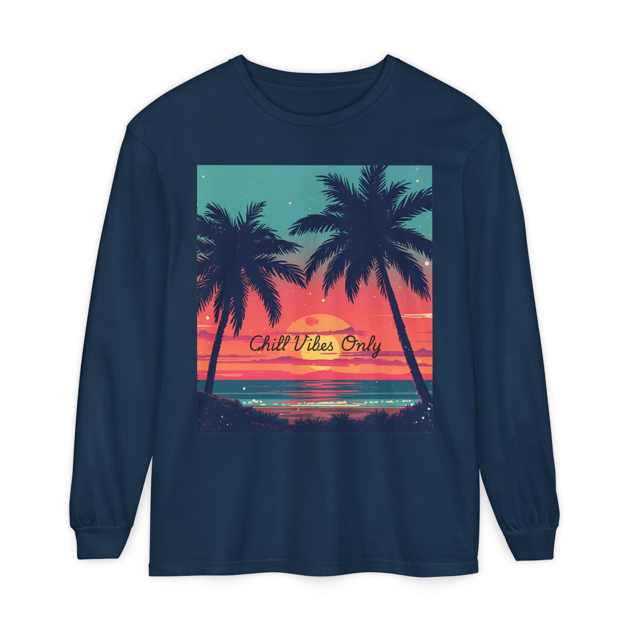 Tropical Sunset Unisex Garment-dyed Long Sleeve T-Shirt