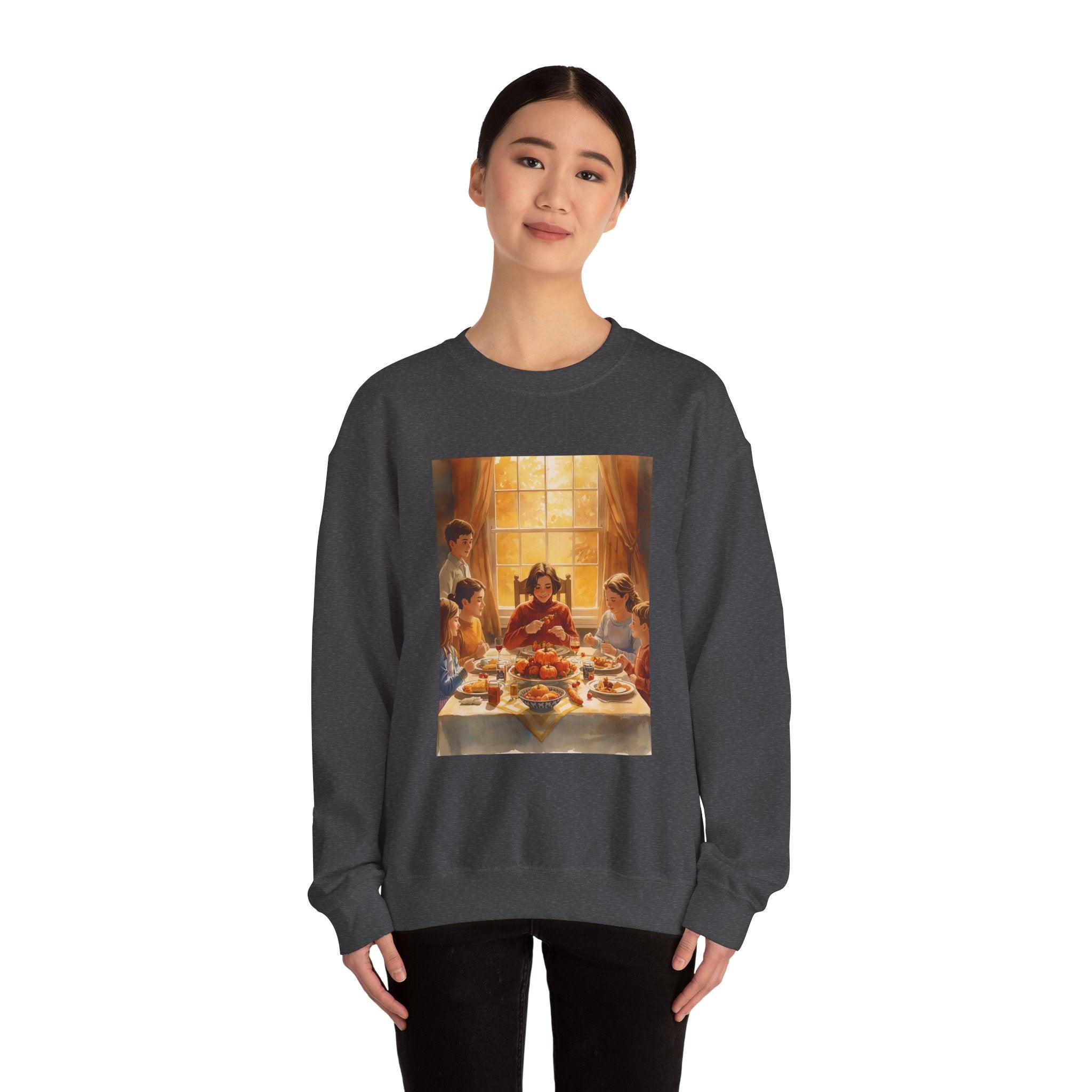 Cozy Family Dinner Crewneck Sweatshirt | Warm Winter Apparel, Casual Layering, Gift for Holidays, Family Gatherings, Nostalgic Artwork