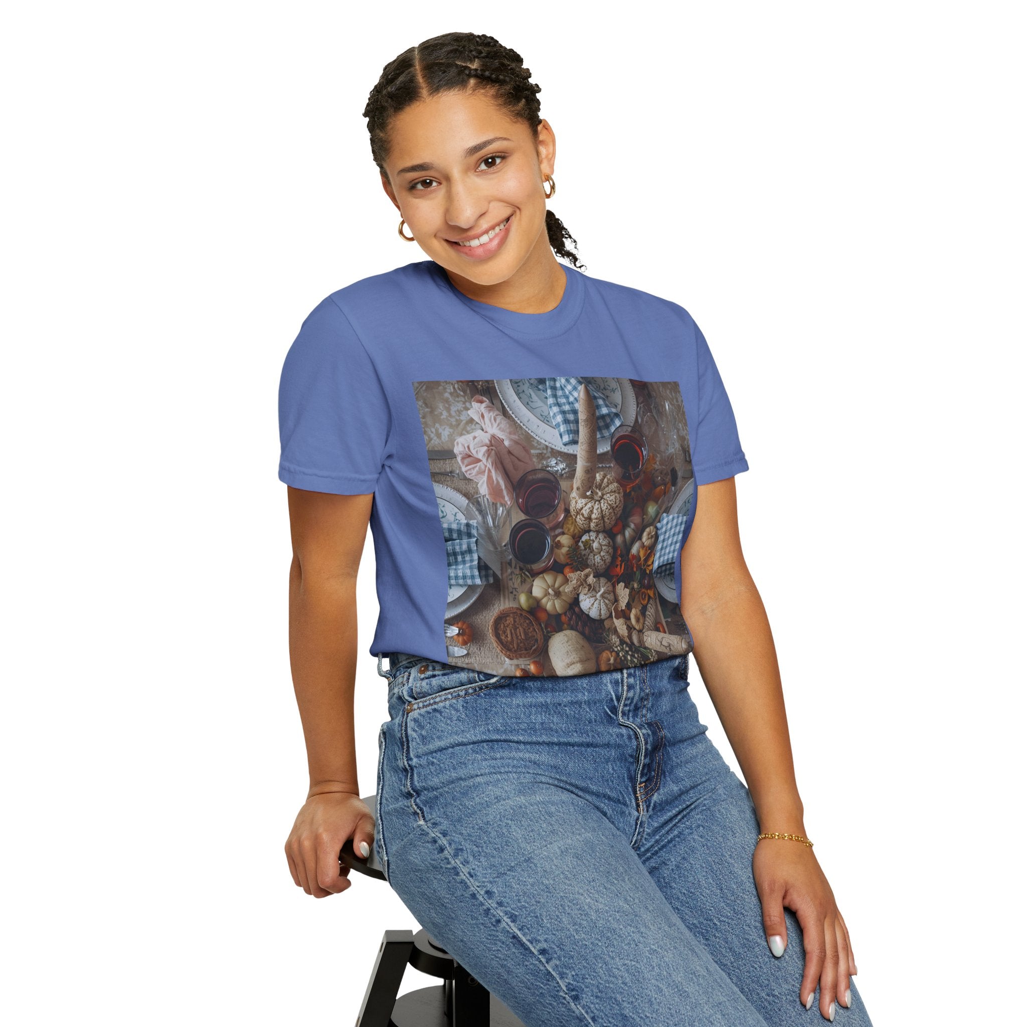 Rustic Gatherings Feast Unisex T-Shirt | Cozy Fall Apparel, Thanksgiving Casual Wear, Gift for Food Lovers, Unique Kitchen Decor, Autumn Gathering Tee