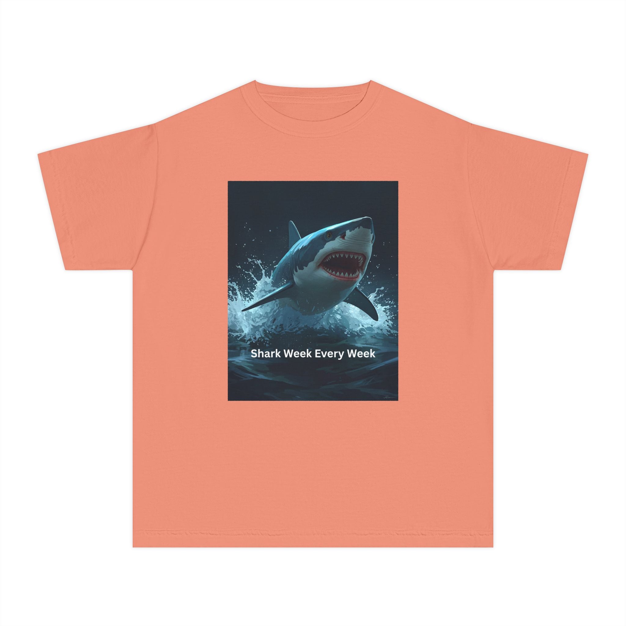 Shark Week Youth Tee, Fun Shark Graphic Shirt, Kids Summer Apparel, Ocean Lover Gift, Beach Party Clothing
